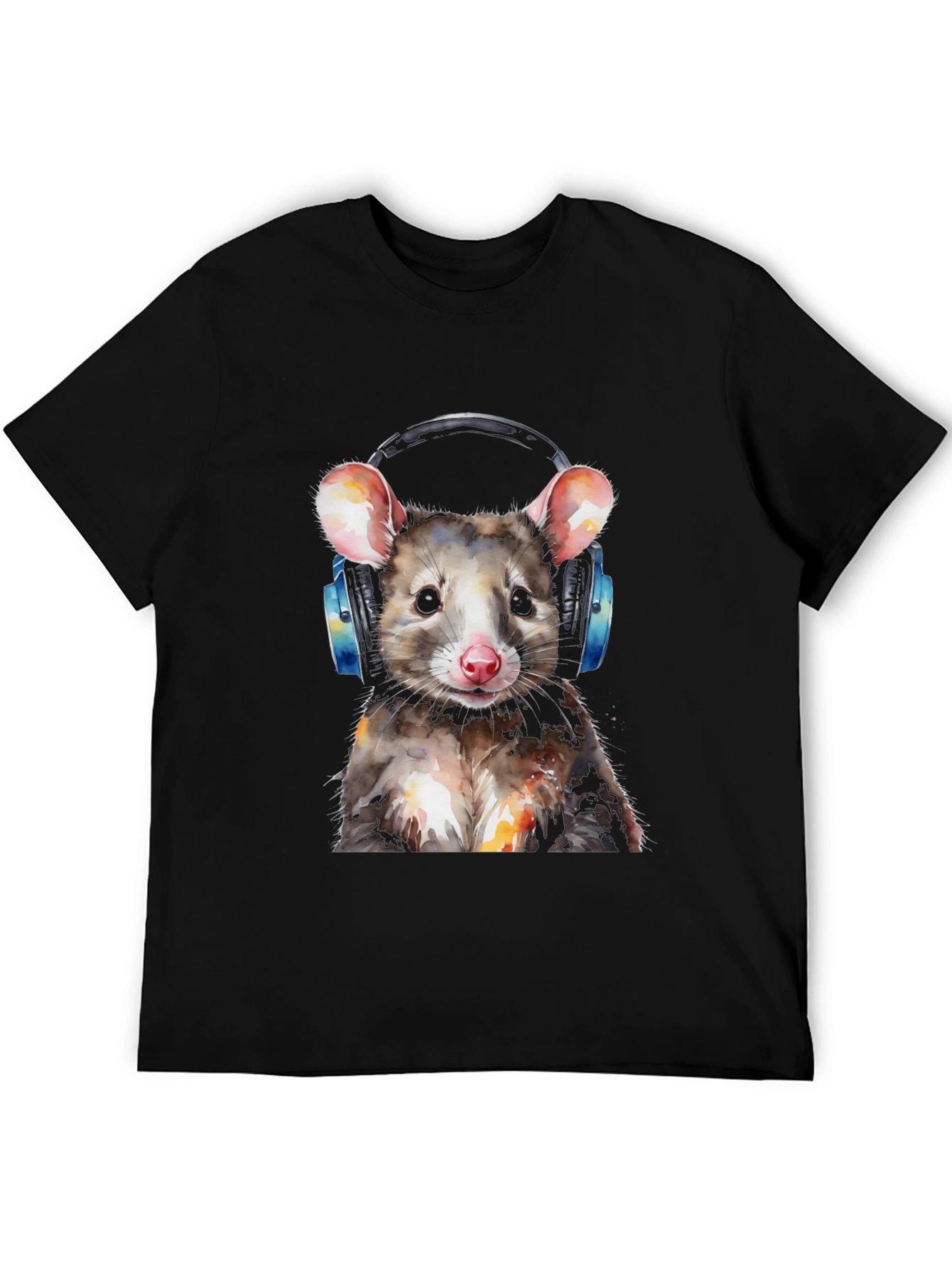 Cool Opossum T-Shirt with Headphones - Unique Graphic Tee