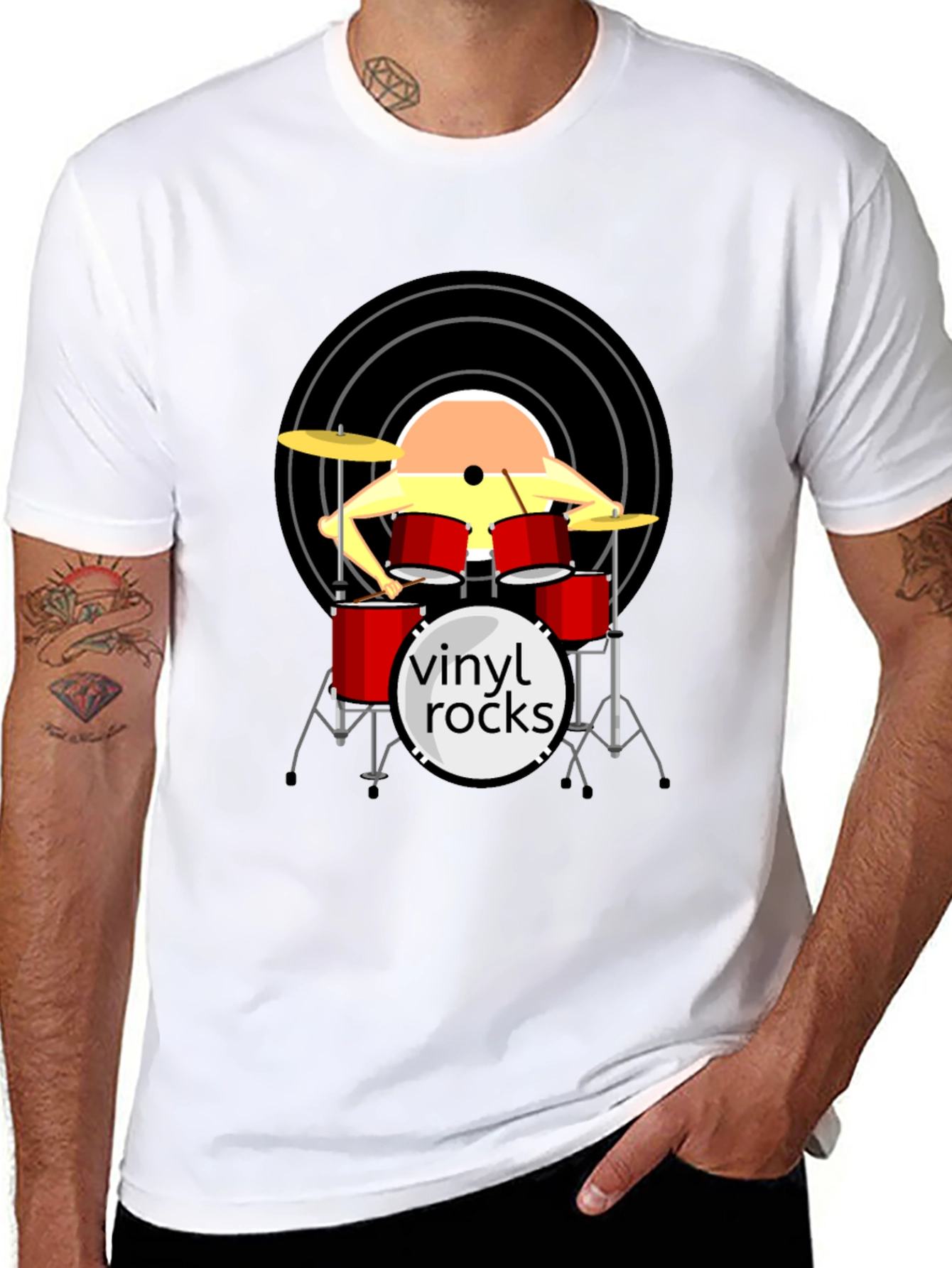 Vinyl Rocks Drum Set Graphic Tee