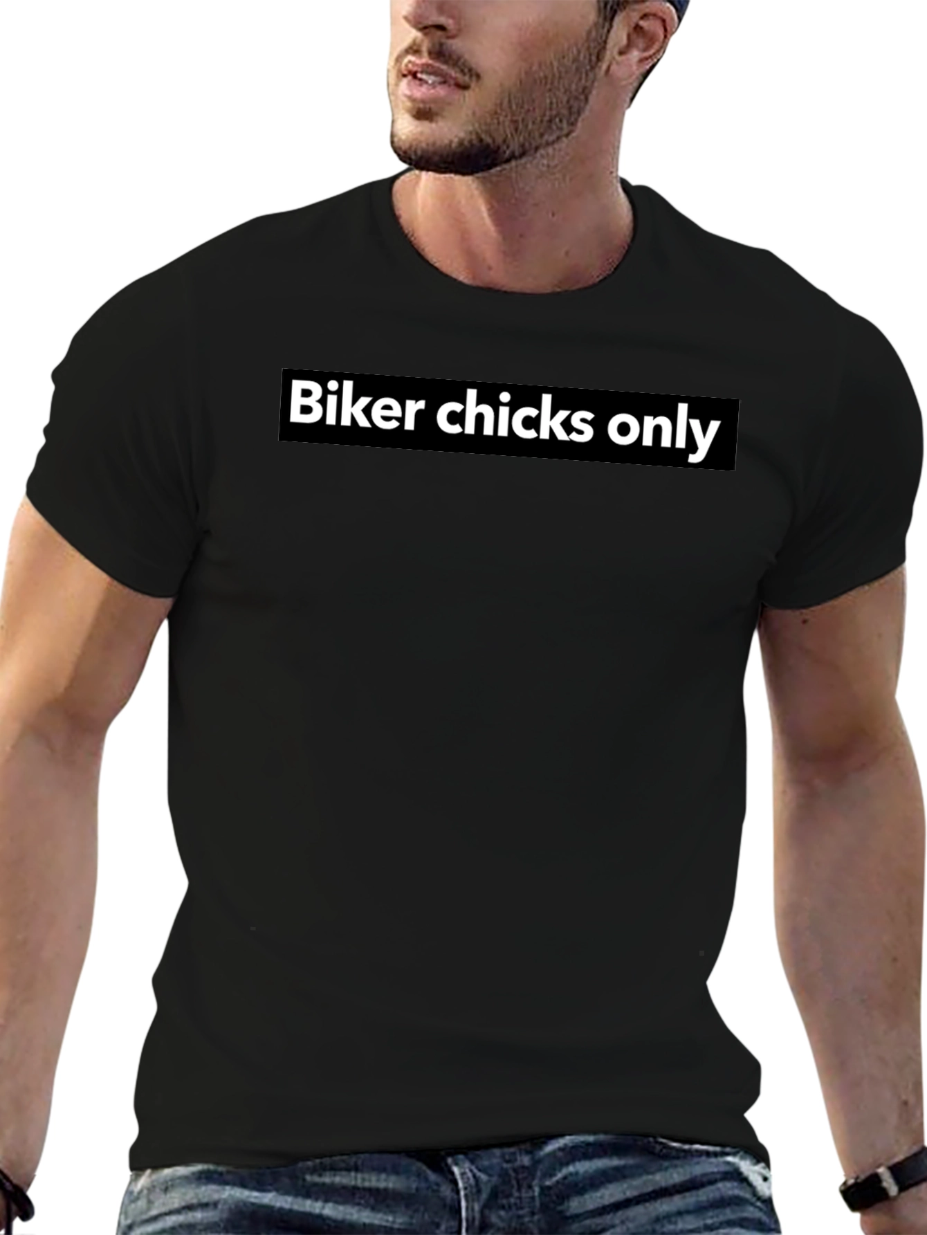 Biker Chicks Only Graphic Tee - Black Cotton T-Shirt