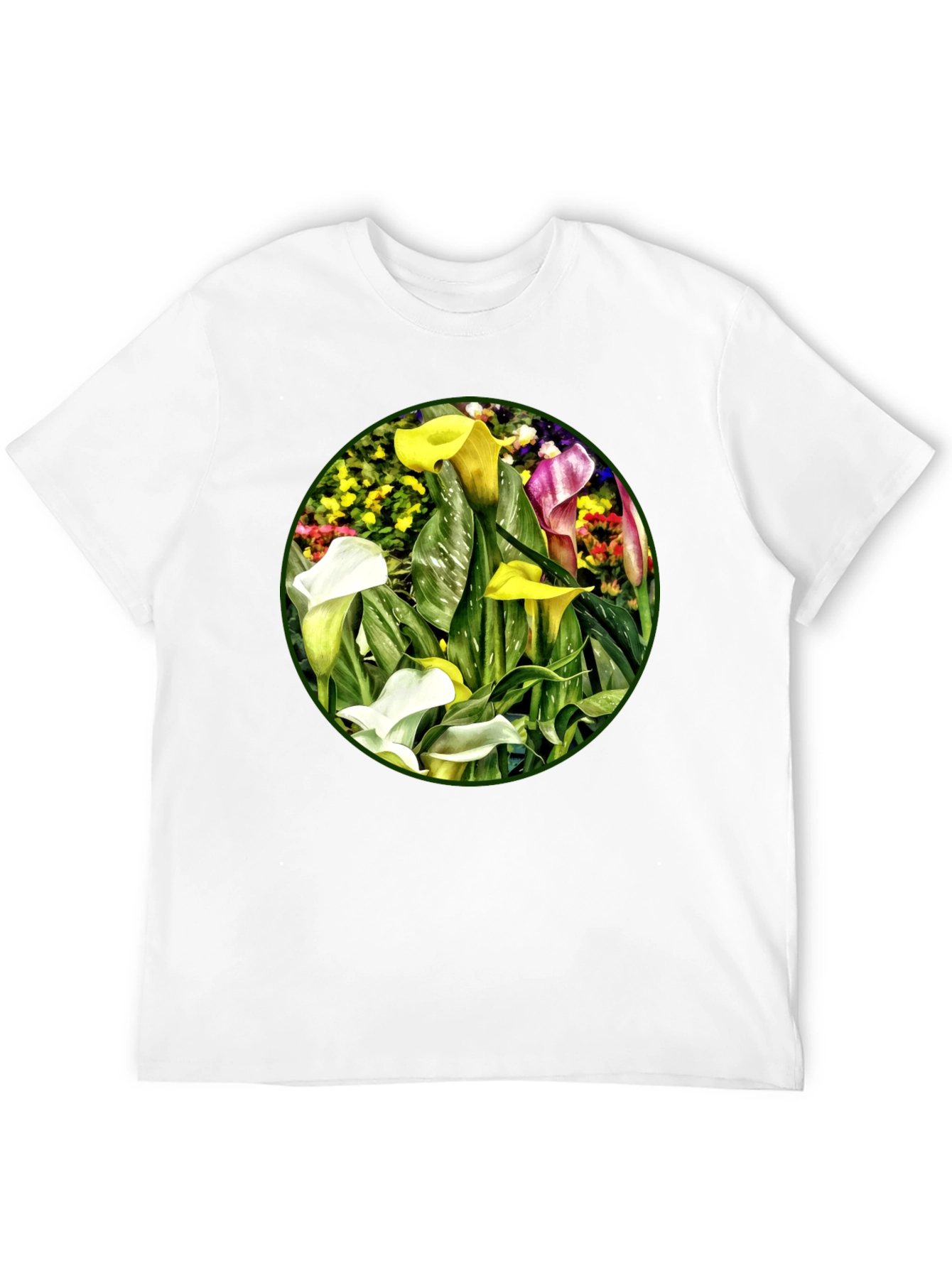 Calla Lily Graphic Print Black T-Shirt