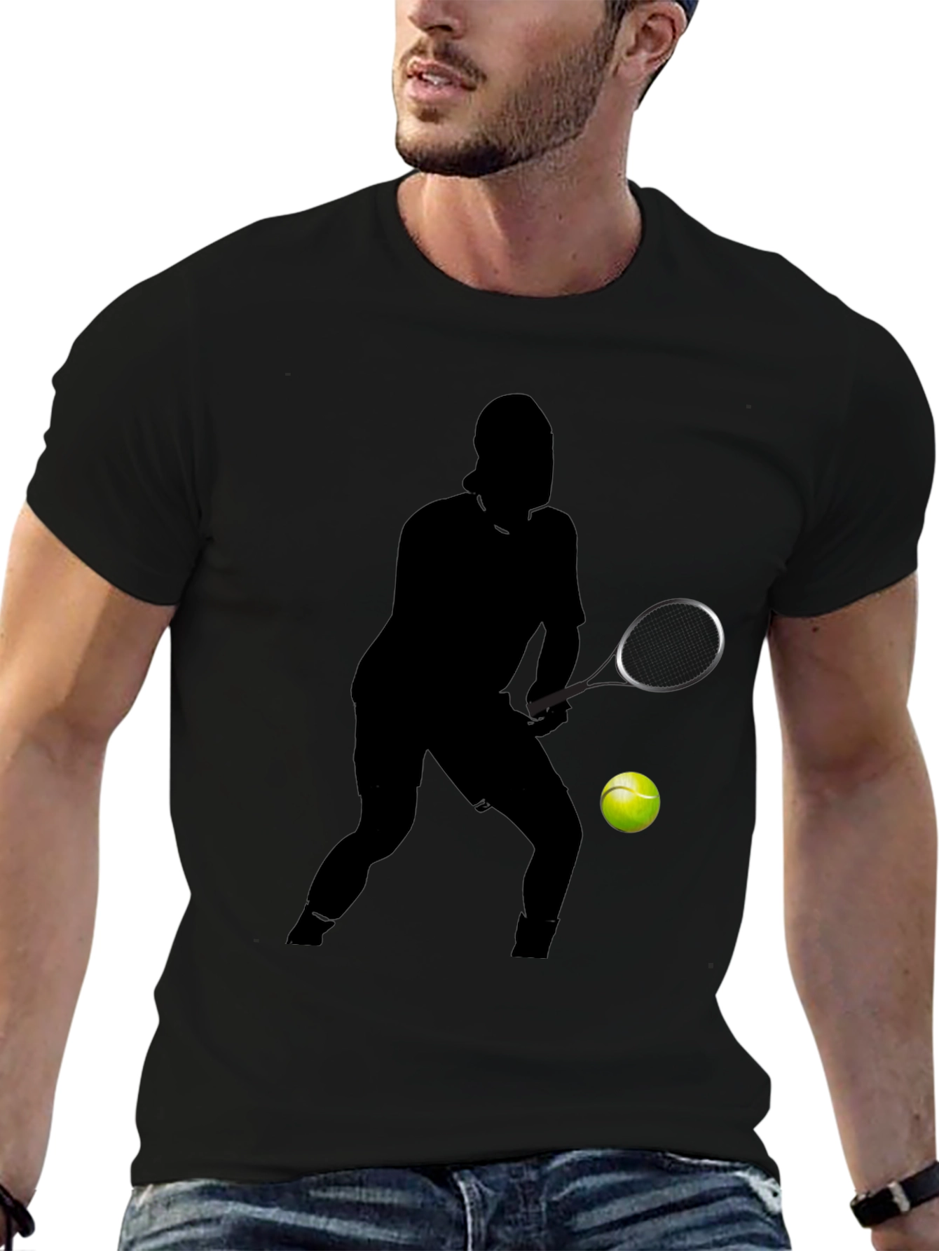 Tennis Player Silhouette Graphic T-Shirt