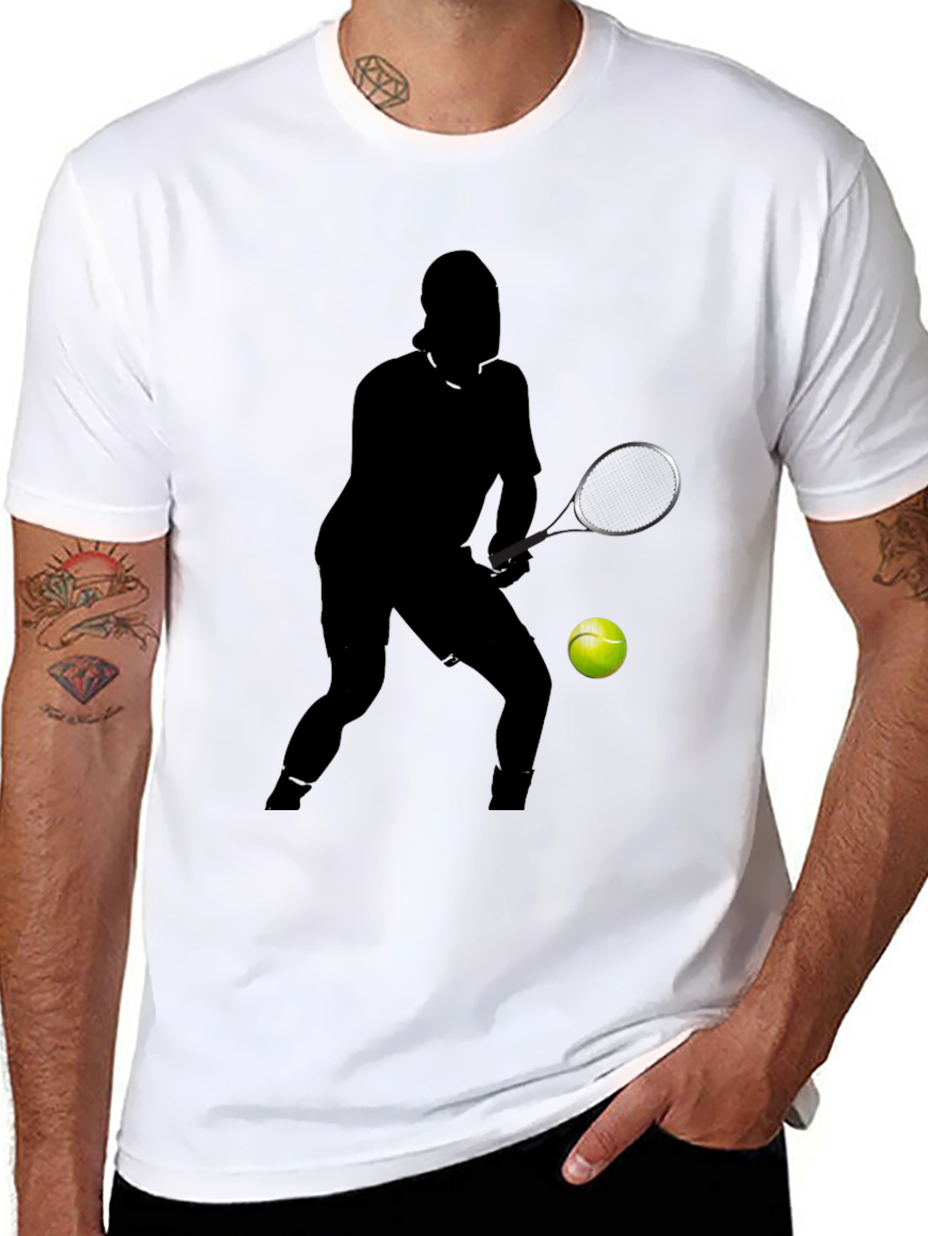 Tennis Player Silhouette Graphic T-Shirt