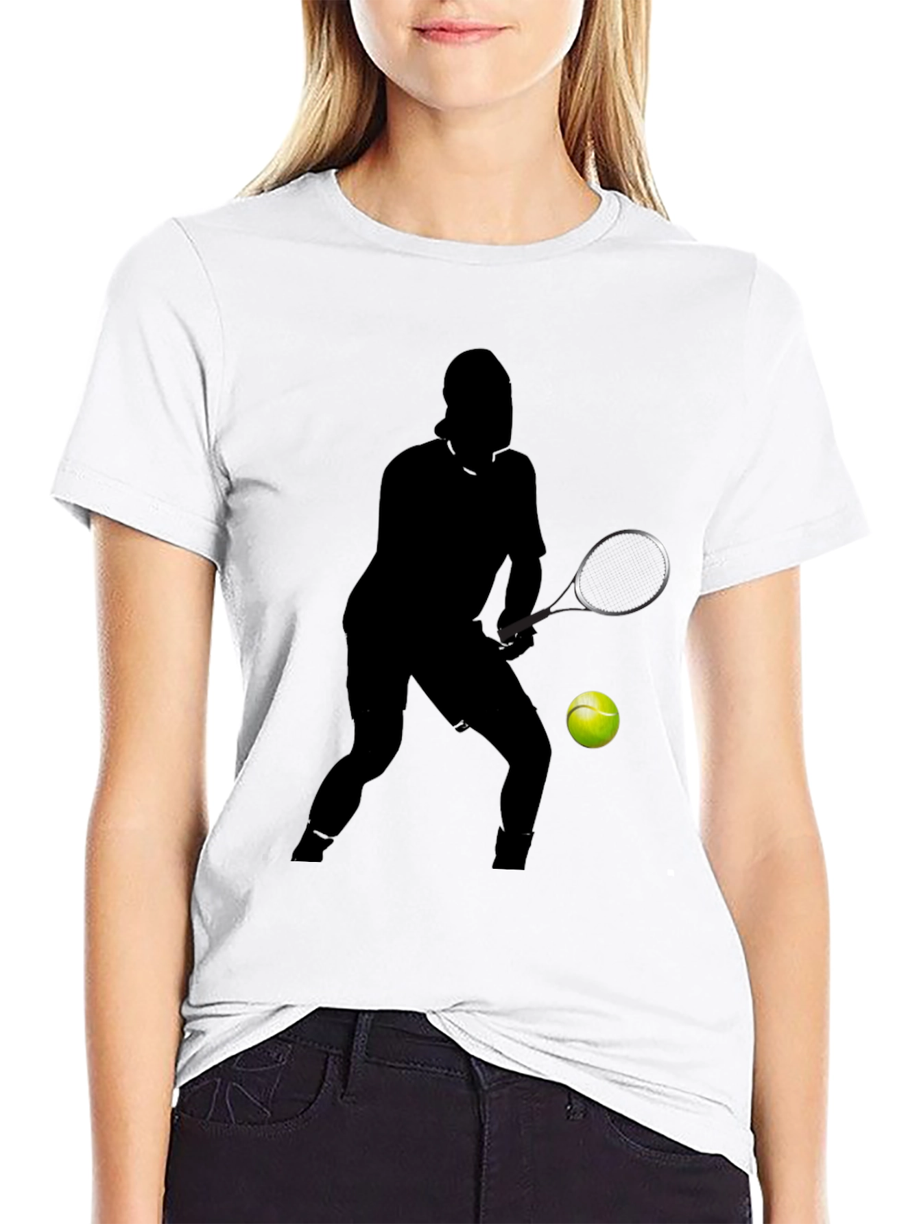 Tennis Player Silhouette Graphic T-Shirt