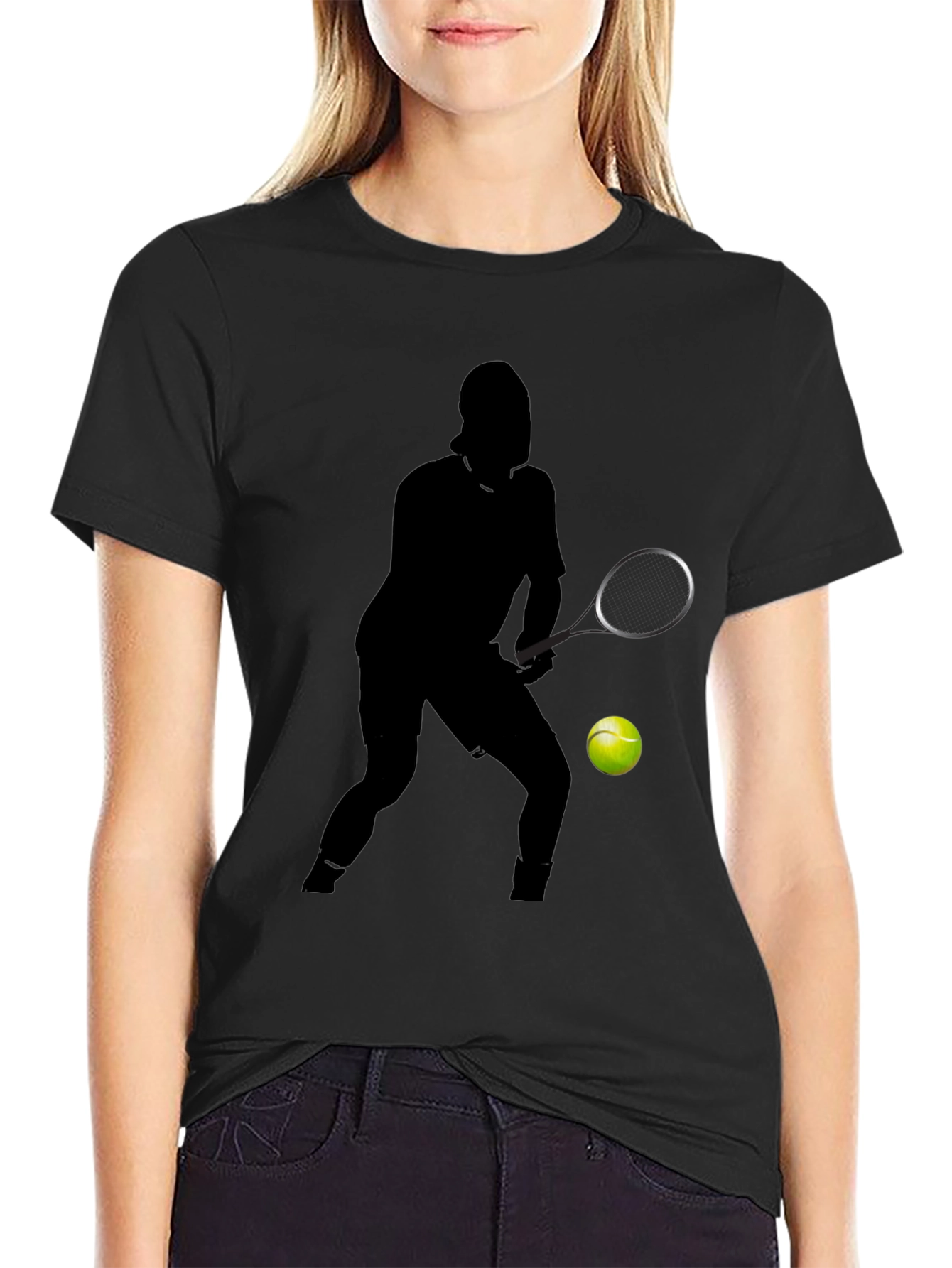 Tennis Player Silhouette Graphic T-Shirt