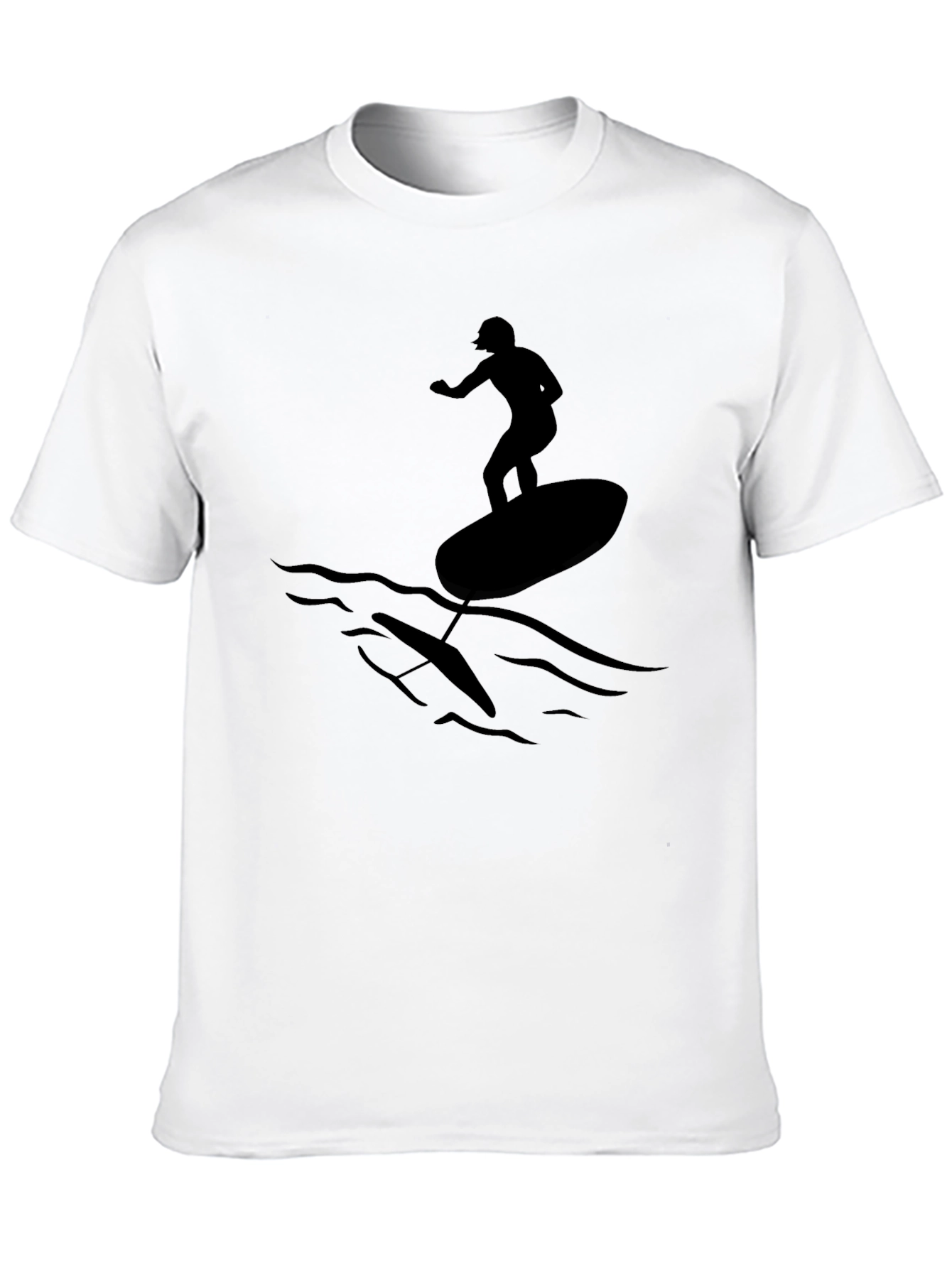 Silhouette Foil Surfer Tee - Black Cotton Graphic T-Shirt