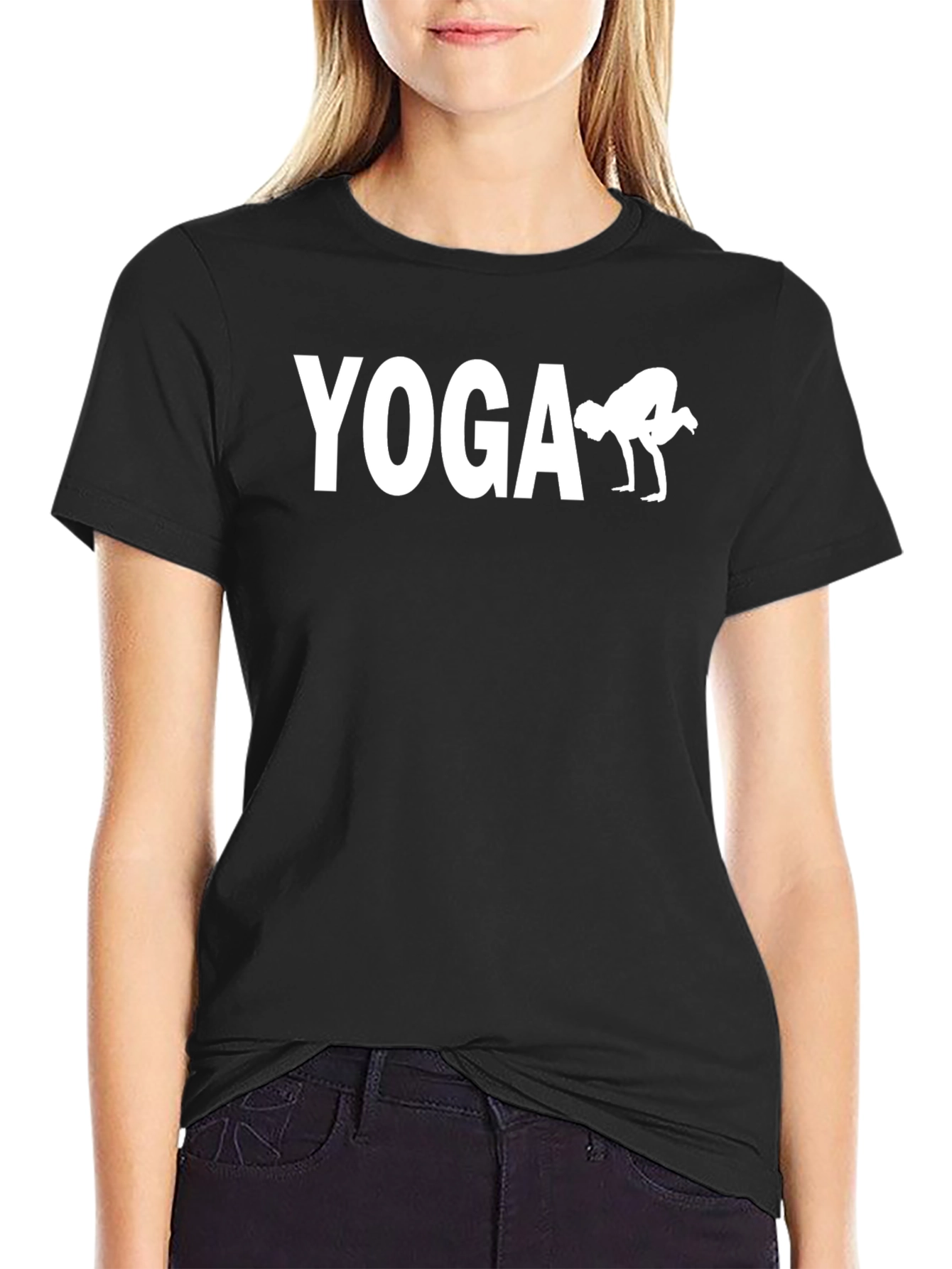 Yoga Pose Graphic T-Shirt - Black Cotton Tee