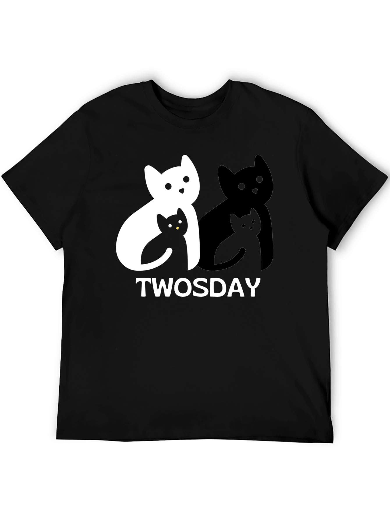 Twosday Cat T-Shirt - Black Graphic Tee
