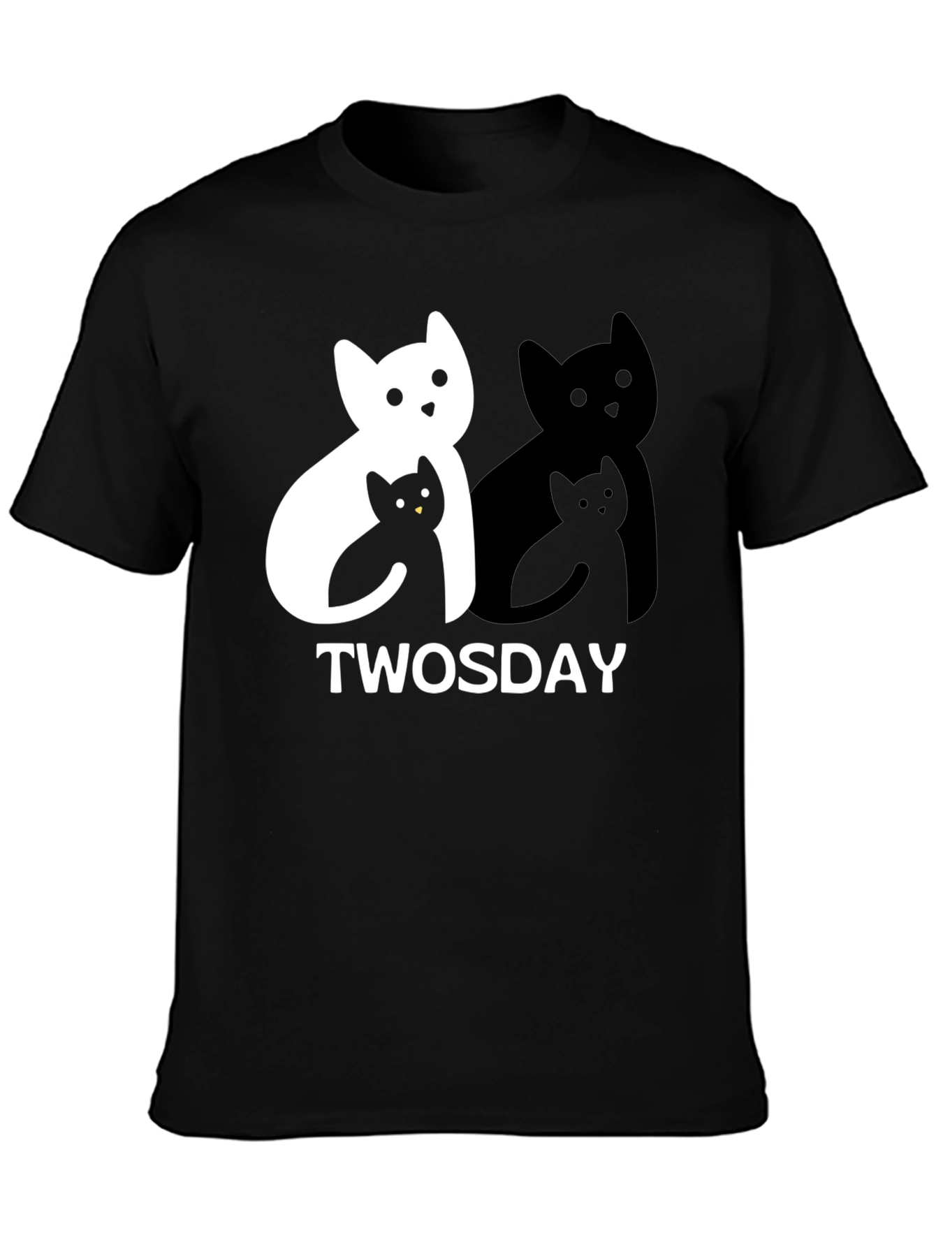 Twosday Cat T-Shirt - Black Graphic Tee