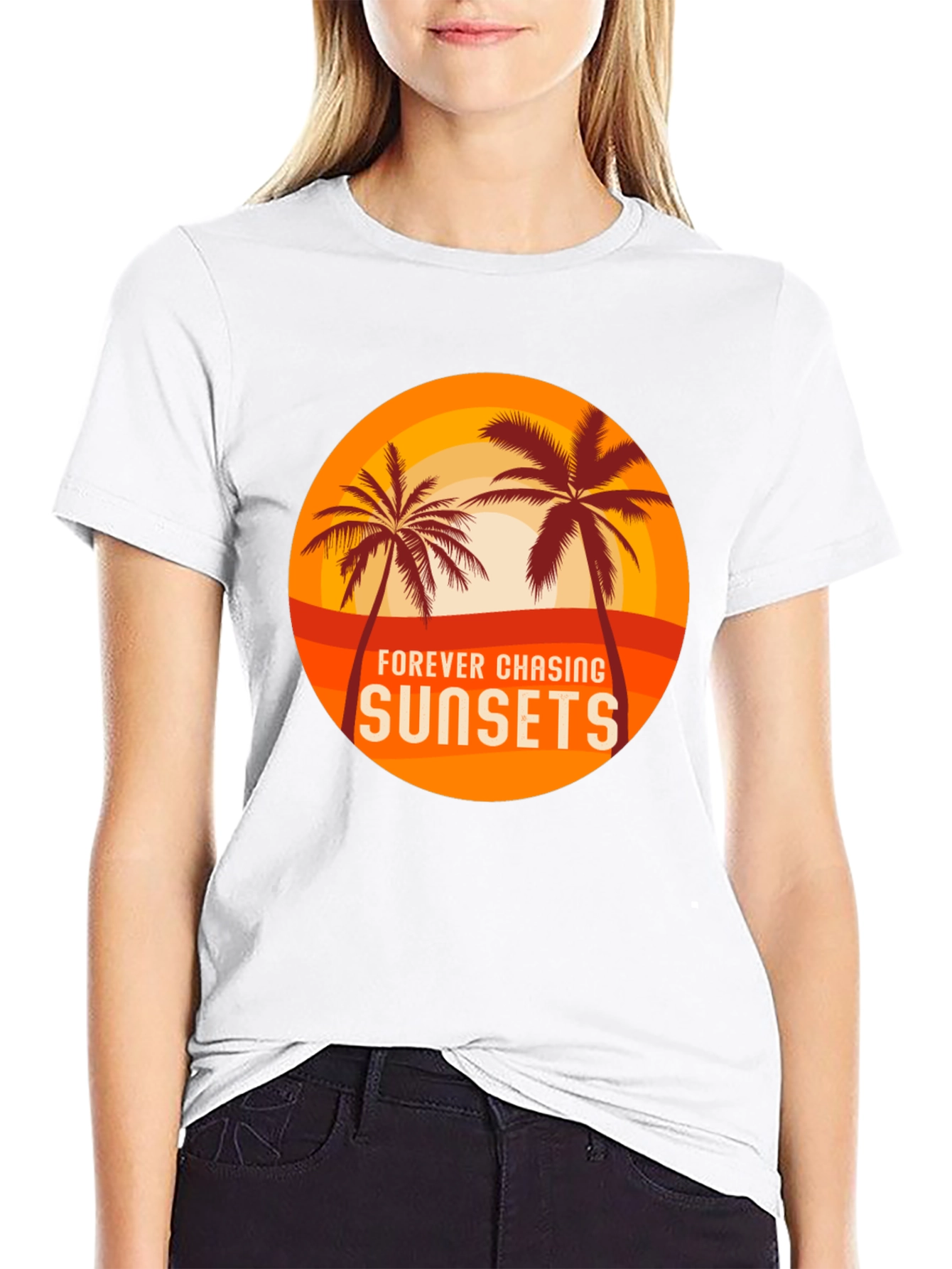 Sunset Chasing Black Tee - Tropical Vibes