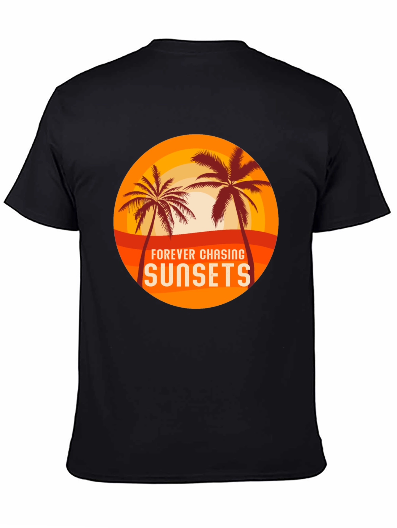 Sunset Chasing Black Tee - Tropical Vibes