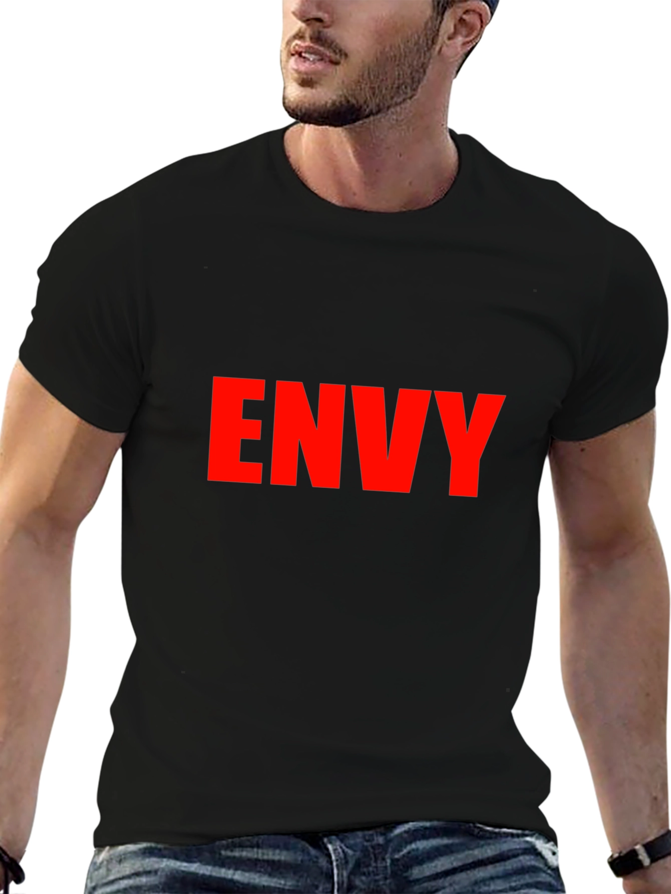Envy Graphic Tee - Bold Red Text on Black