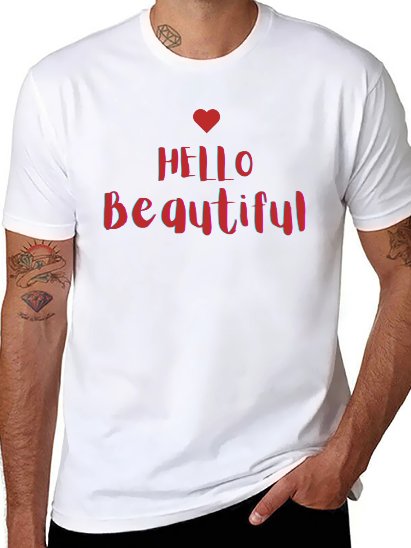 Hello Beautiful Graphic Tee - Stylish Black T-Shirt