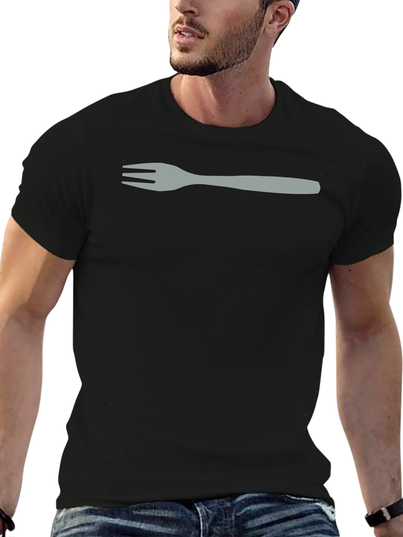 Fork Graphic Tee - Black Casual T-Shirt