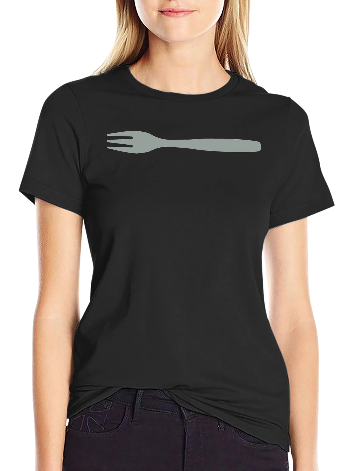 Fork Graphic Tee - Black Casual T-Shirt