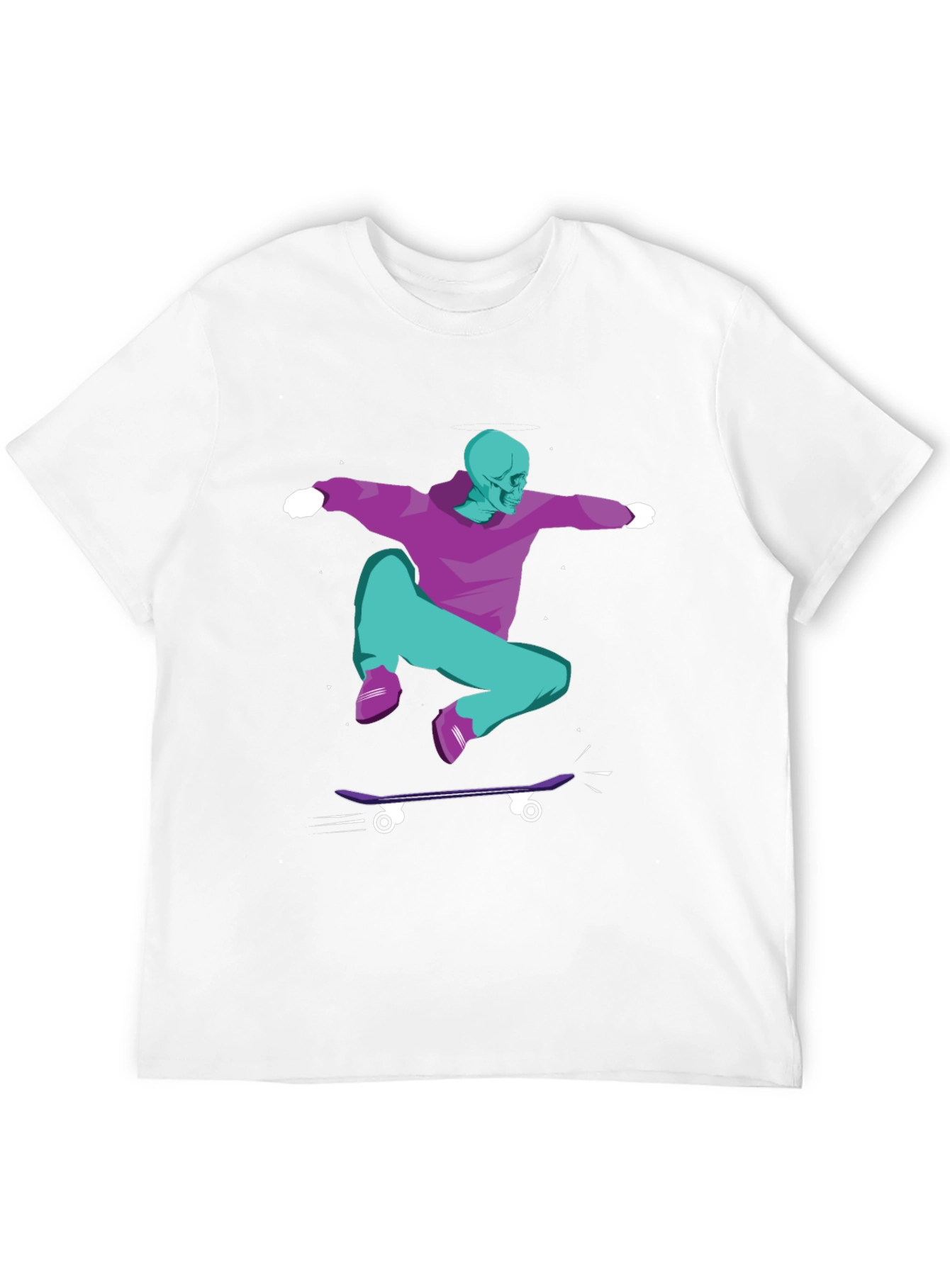 Skateboarding Skeleton Graphic Tee - Black