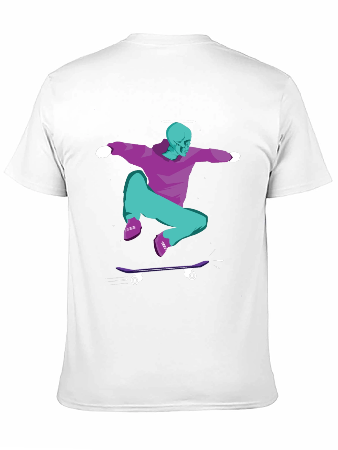 Skateboarding Skeleton Graphic Tee - Black