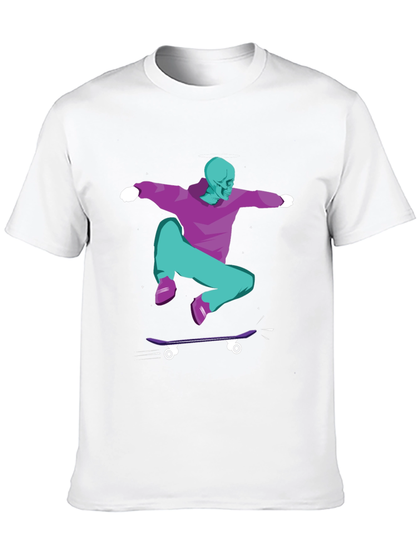 Skateboarding Skeleton Graphic Tee - Black