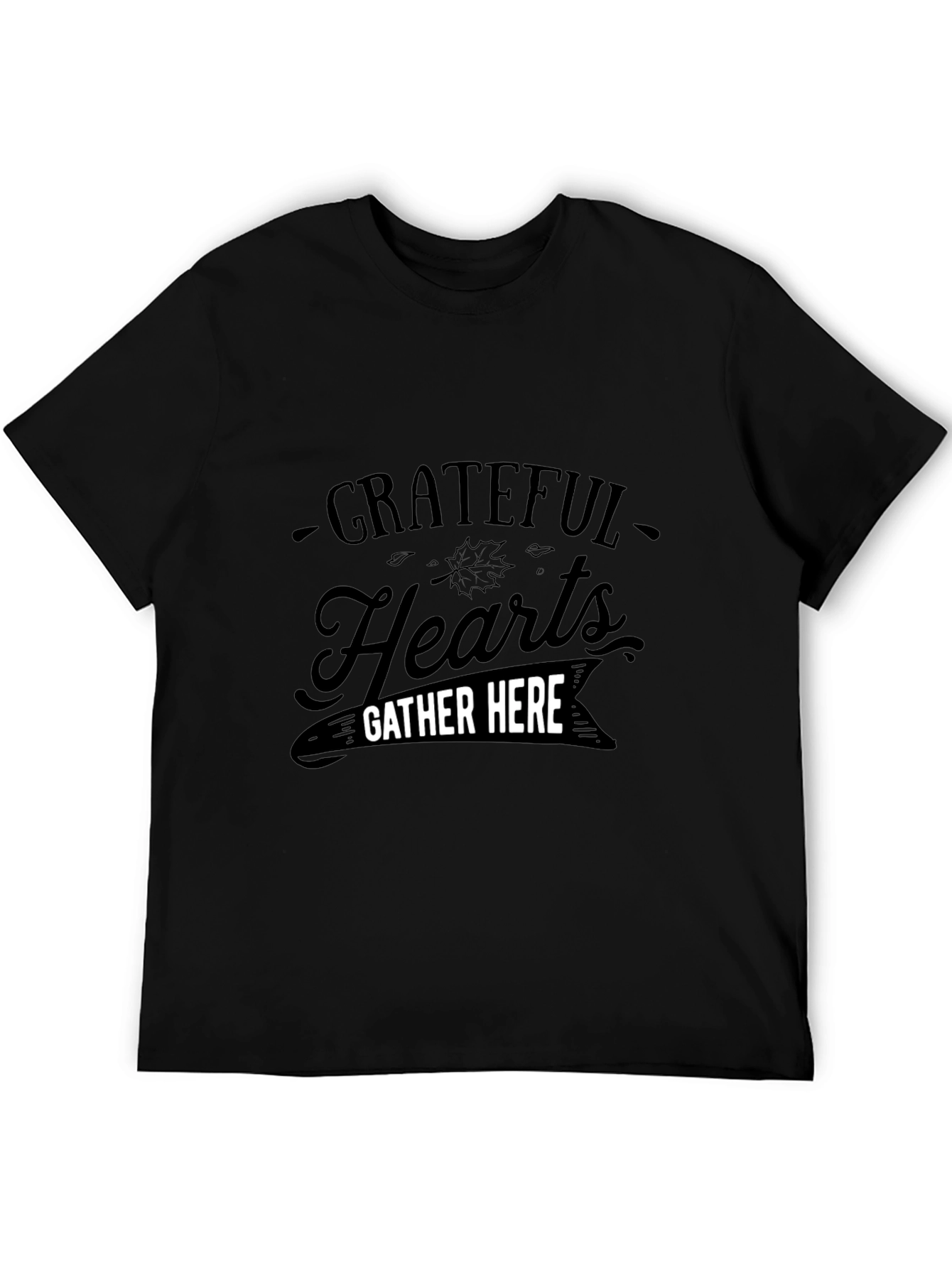 Grateful Hearts Gather Here Black T-Shirt