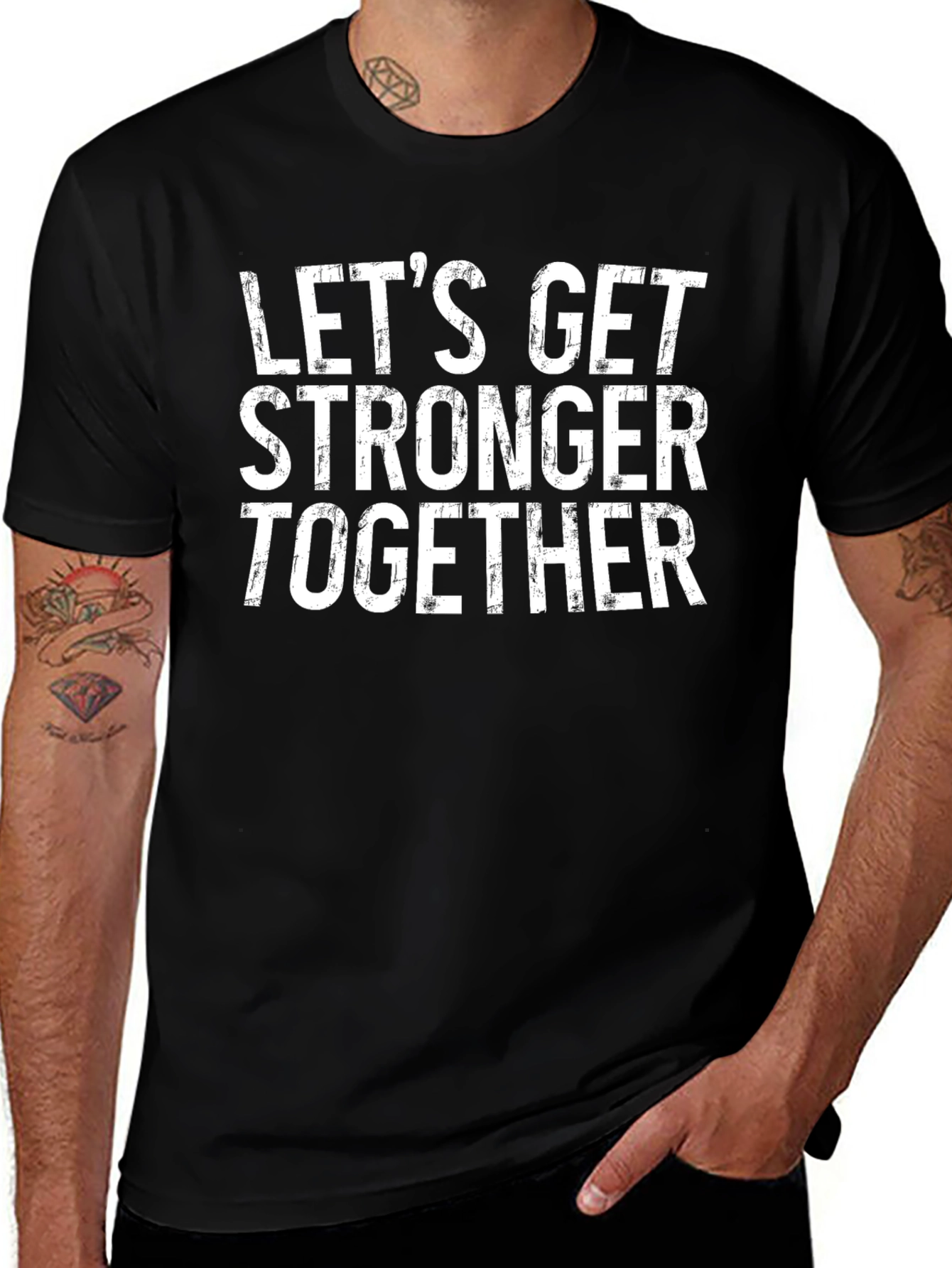 Lets Get Stronger Together Black T-Shirt