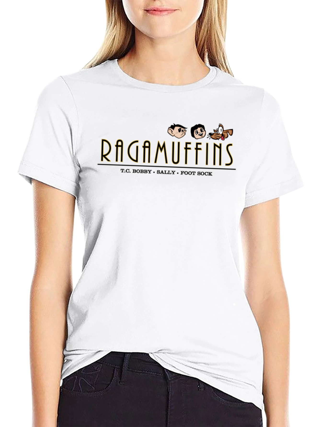 Ragamuffins T.C. Bobby Sally Foot Sock Black T-Shirt