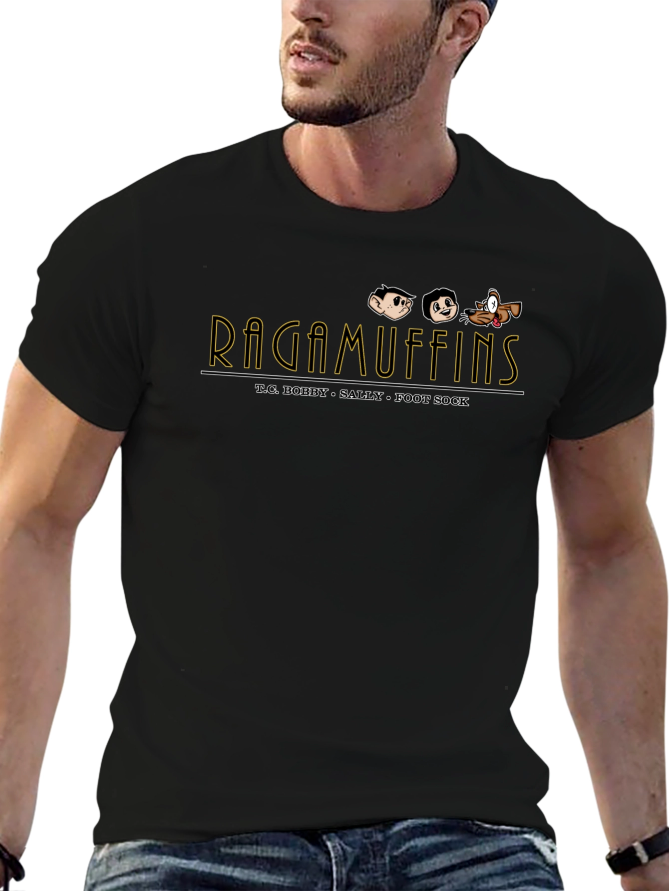 Ragamuffins T.C. Bobby Sally Foot Sock Black T-Shirt