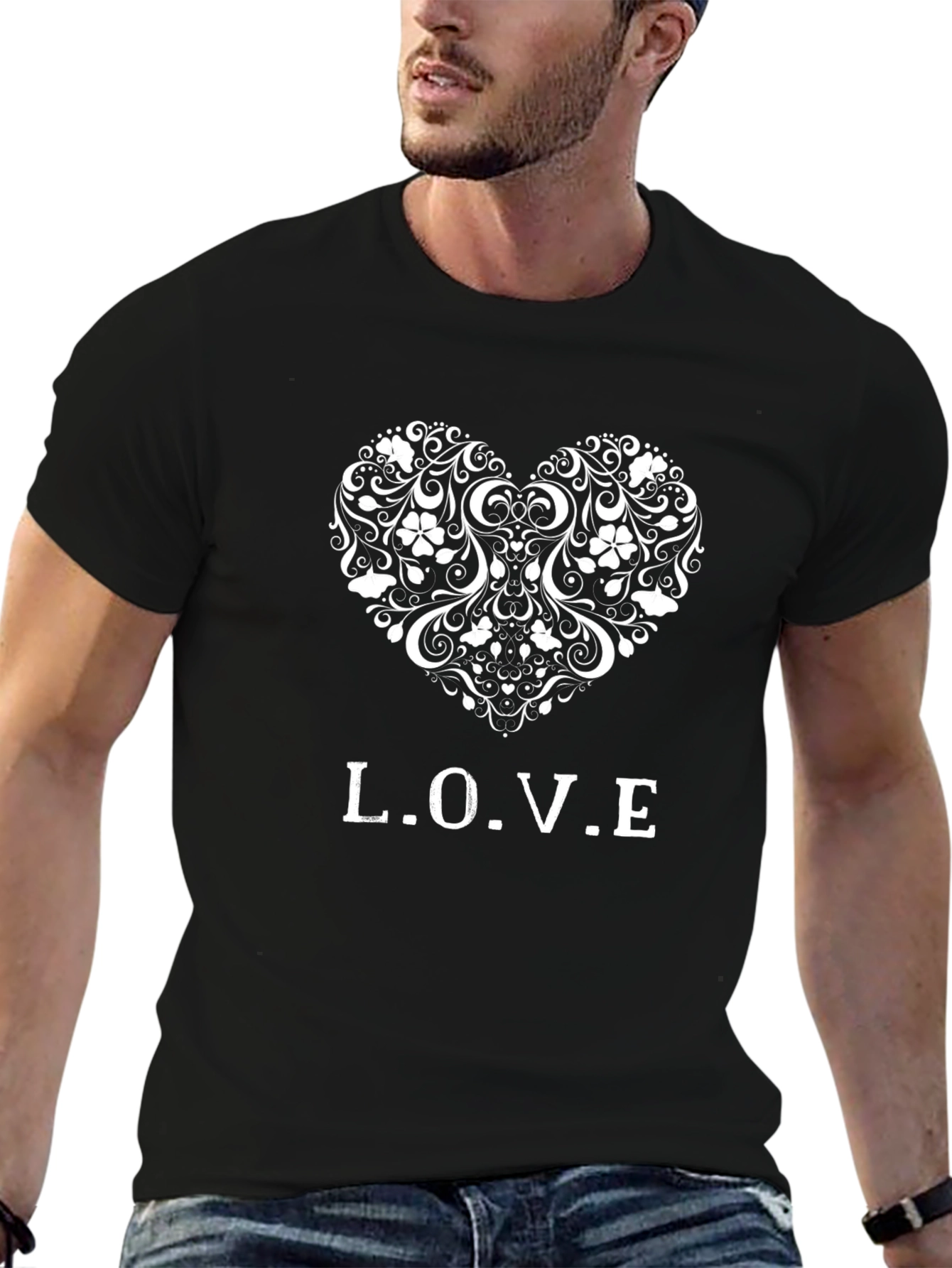 Stylish Black LOVE Heart Graphic T-Shirt