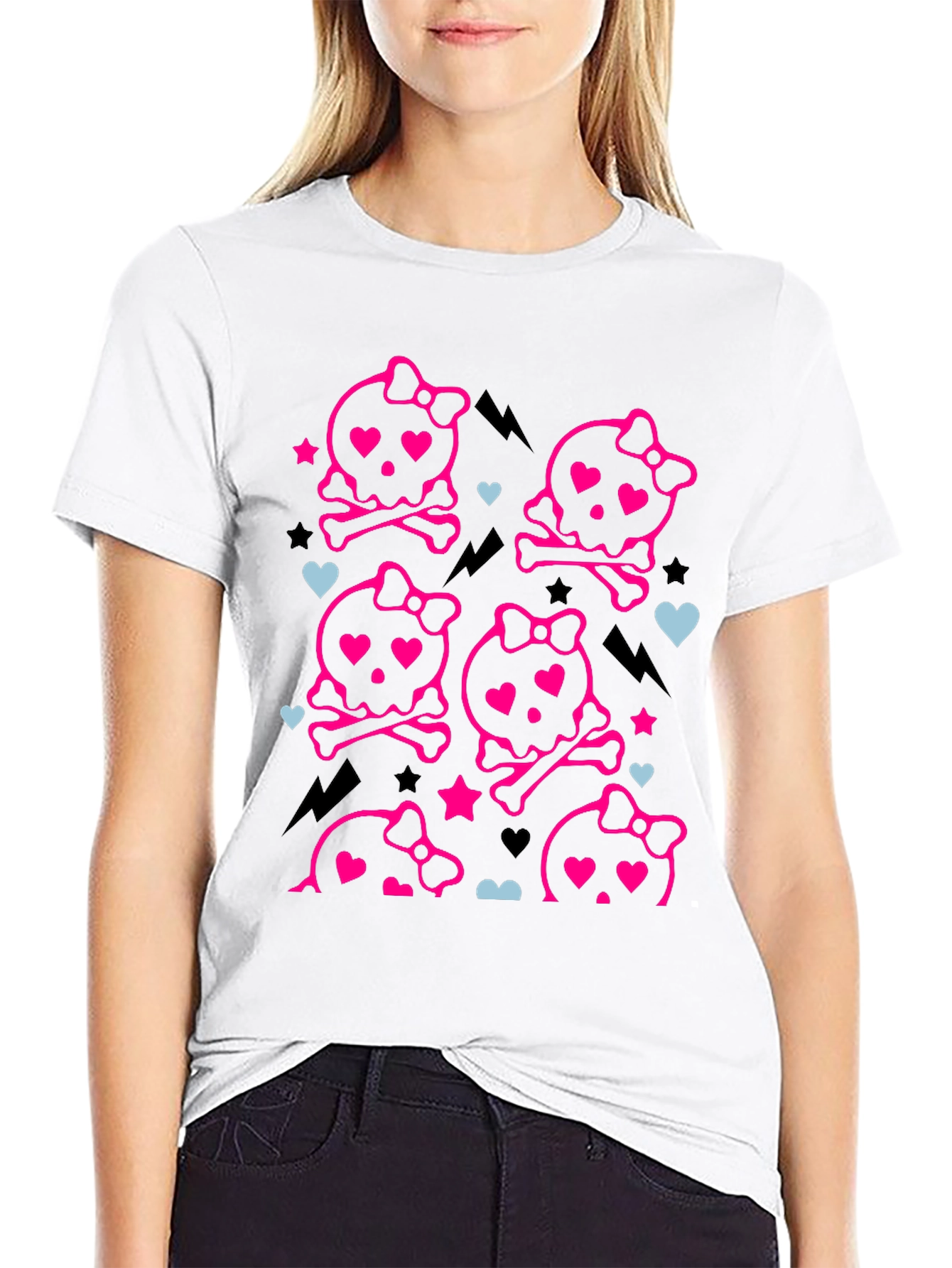 Kawaii Skull & Crossbones T-Shirt - Cute Goth Tee