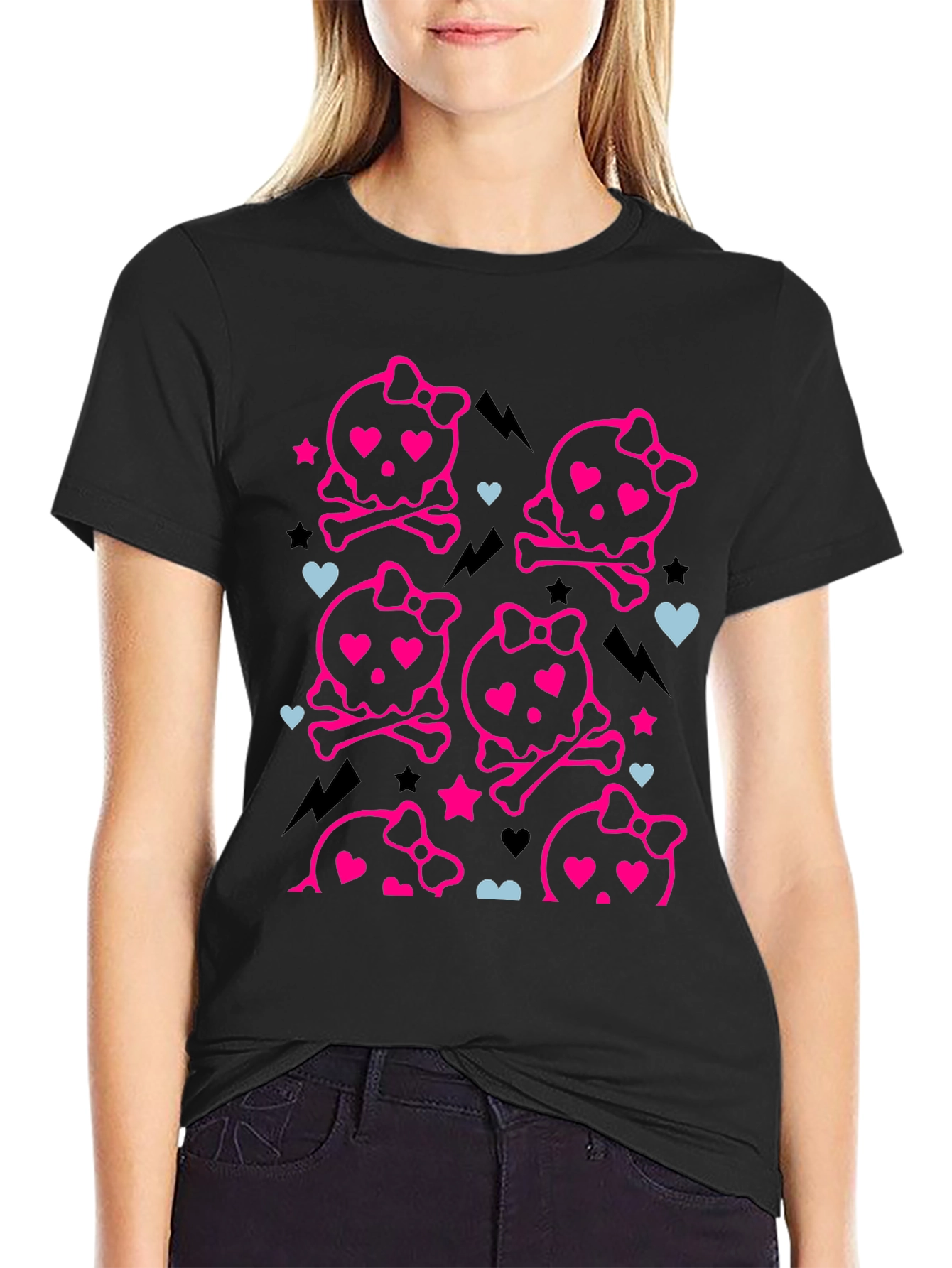 Kawaii Skull & Crossbones T-Shirt - Cute Goth Tee