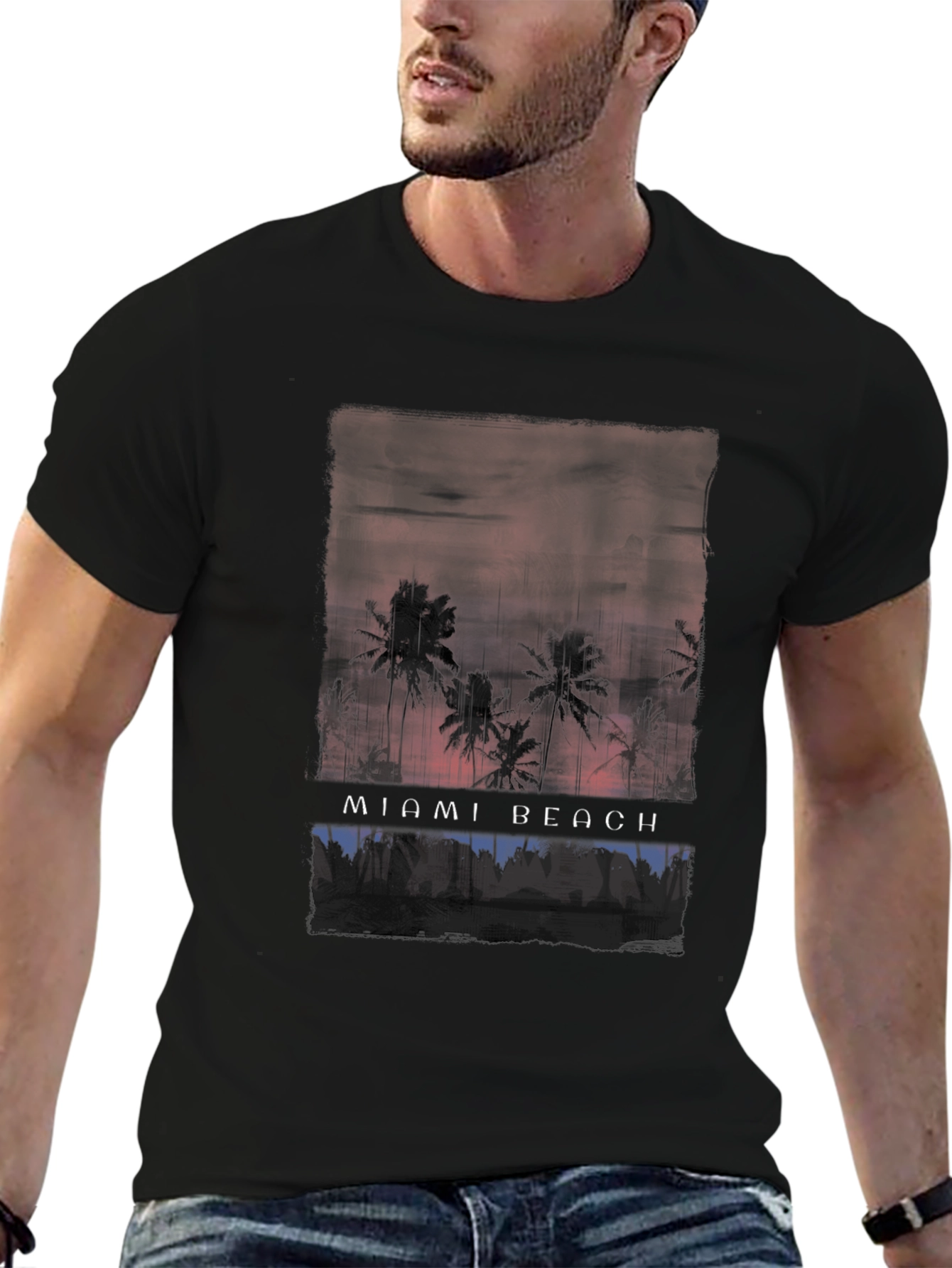 Miami Beach Palms Graphic Tee - Relaxed Fit