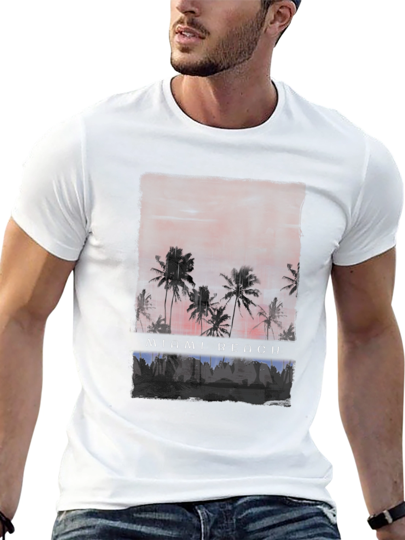 Miami Beach Palms Graphic Tee - Relaxed Fit
