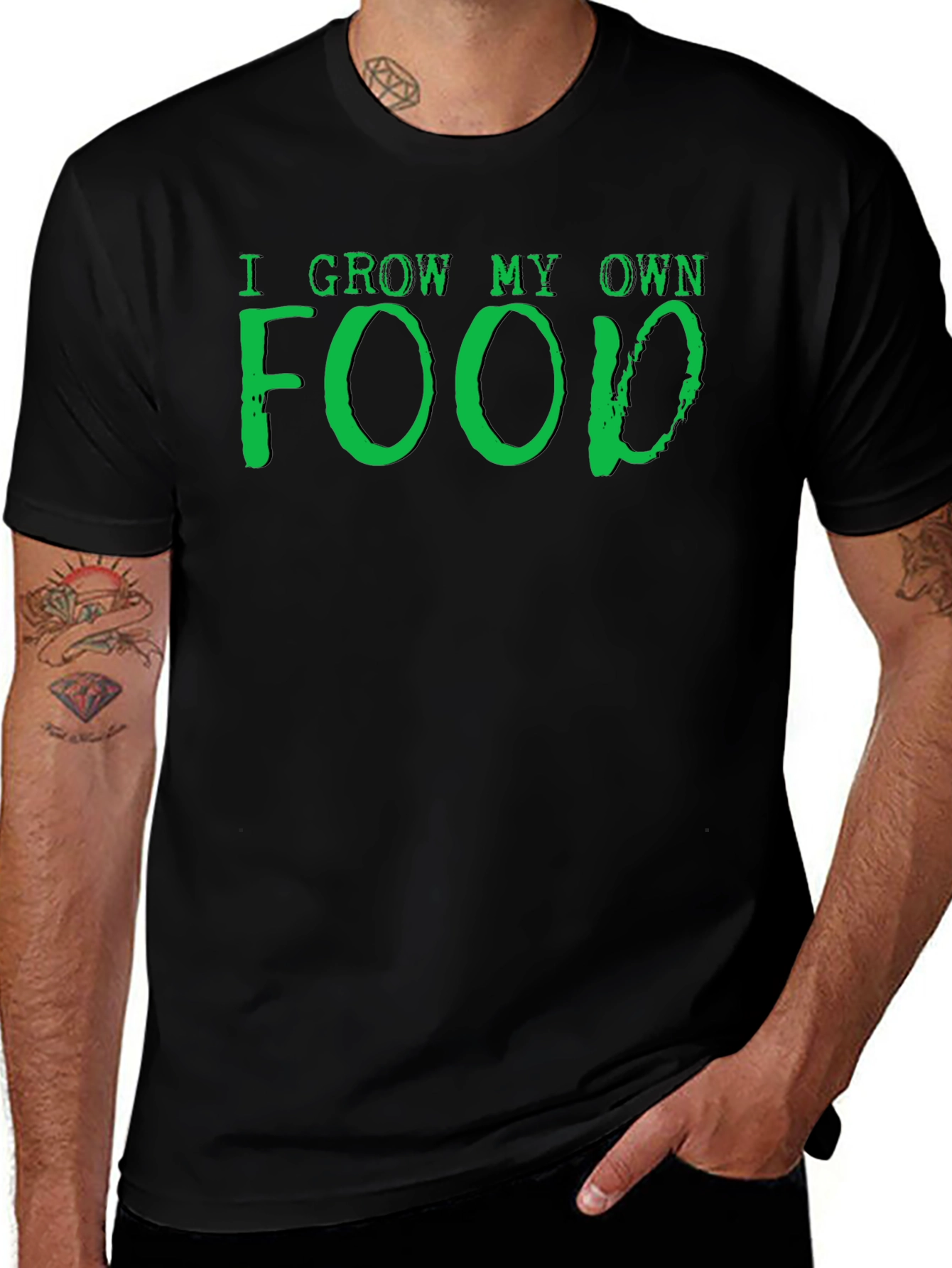 I Grow My Own Food Black T-Shirt