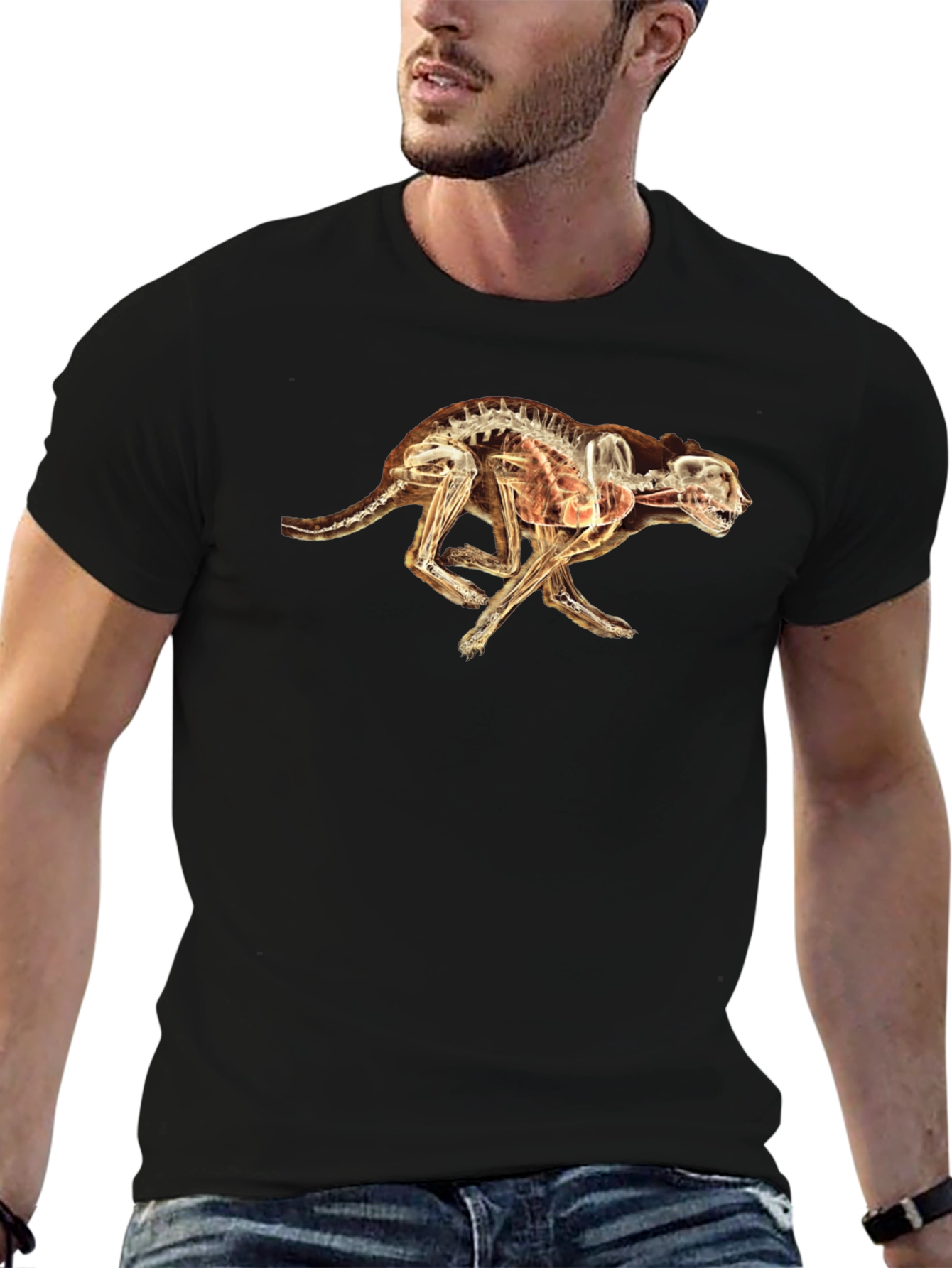 X-Ray Cheetah Graphic Black T-Shirt