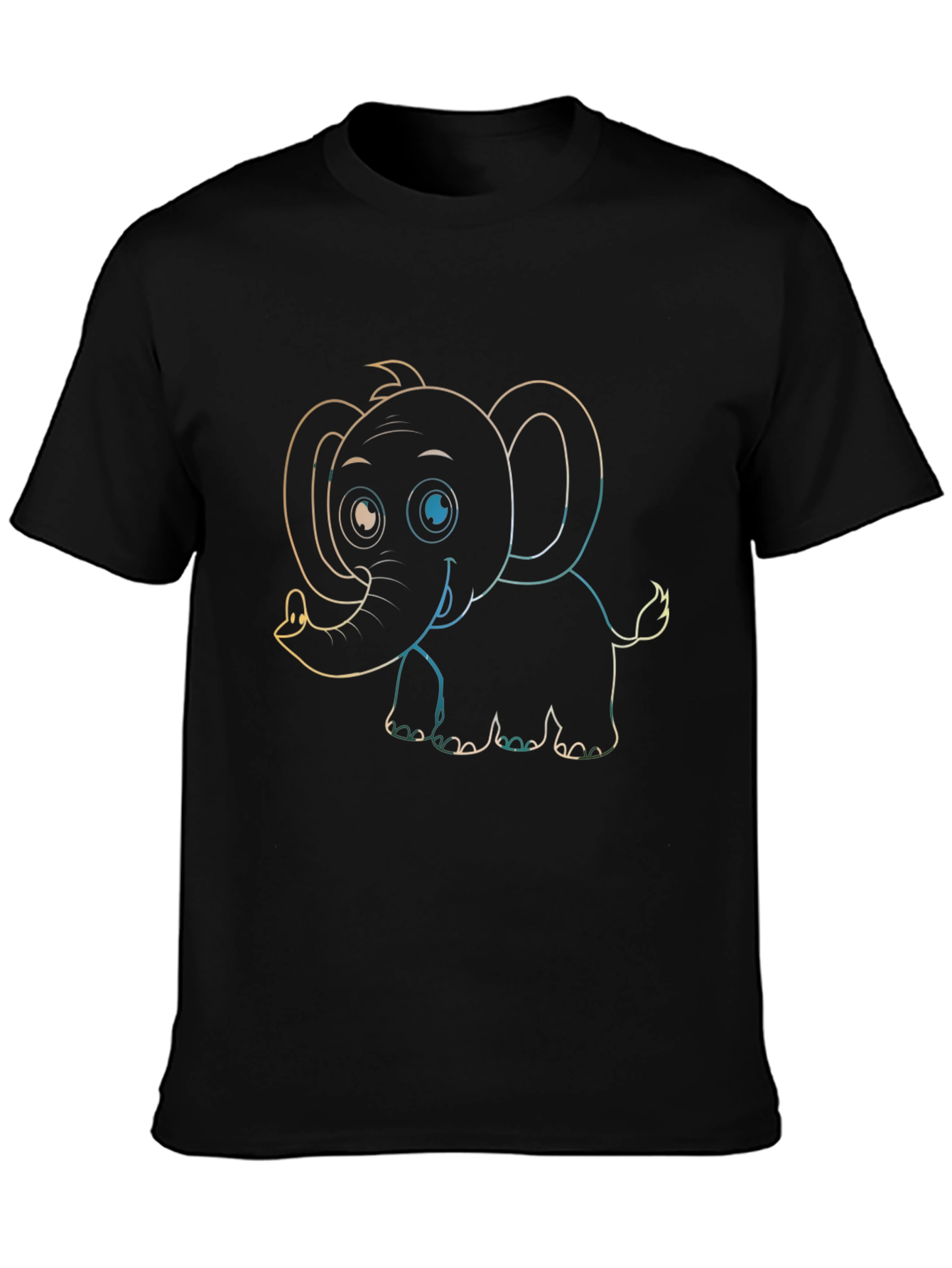 Cute Elephant Graphic Tee - Black Cotton T-Shirt