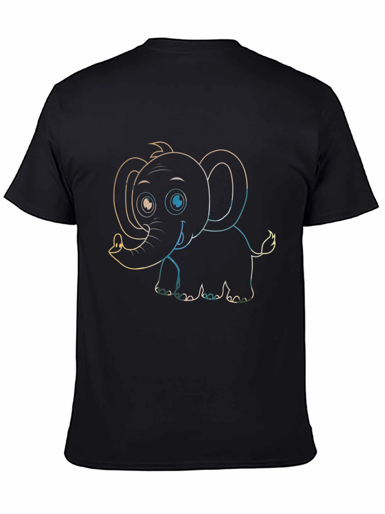 Cute Elephant Graphic Tee - Black Cotton T-Shirt