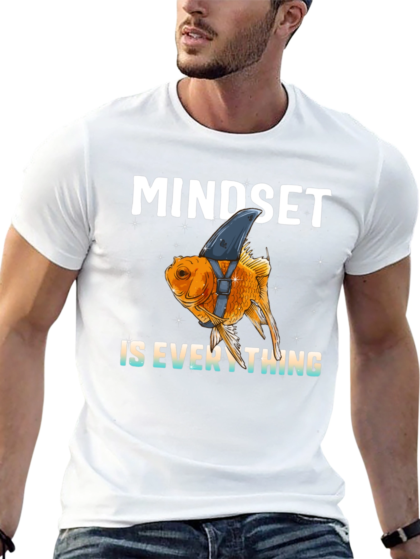 Mindset is Everything Funny Goldfish Shark T-Shirt