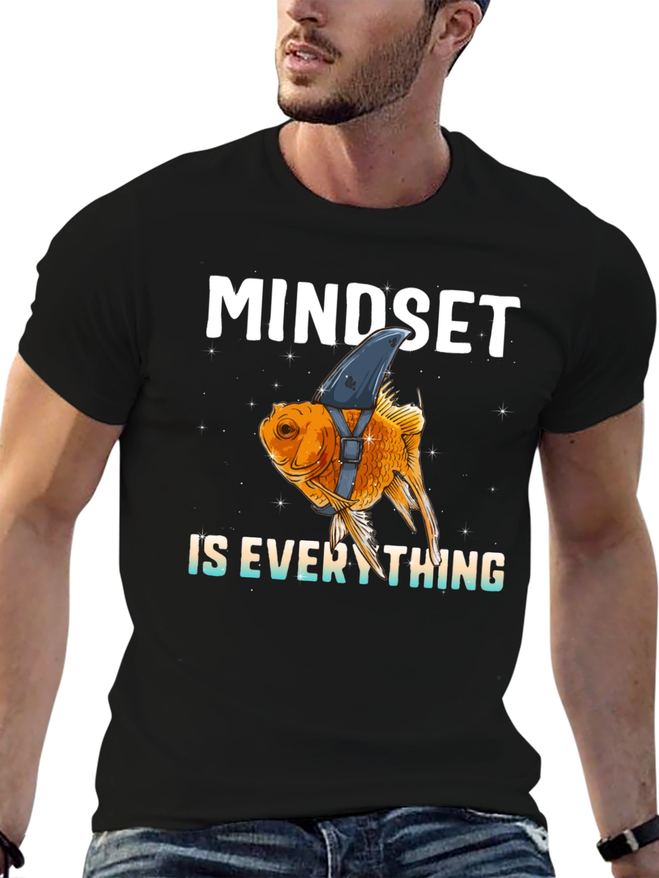 Mindset is Everything Funny Goldfish Shark T-Shirt