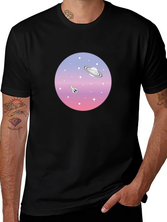 Space Graphic T-Shirt - Saturn Rocket Tee