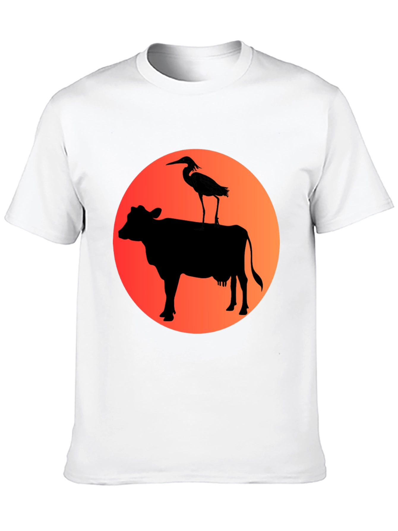 Cow & Heron Graphic T-Shirt - Black