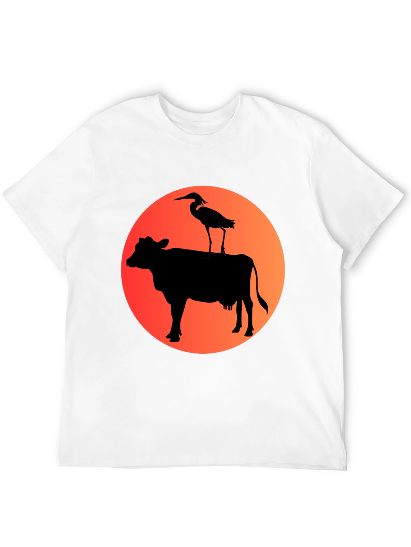 Cow & Heron Graphic T-Shirt - Black
