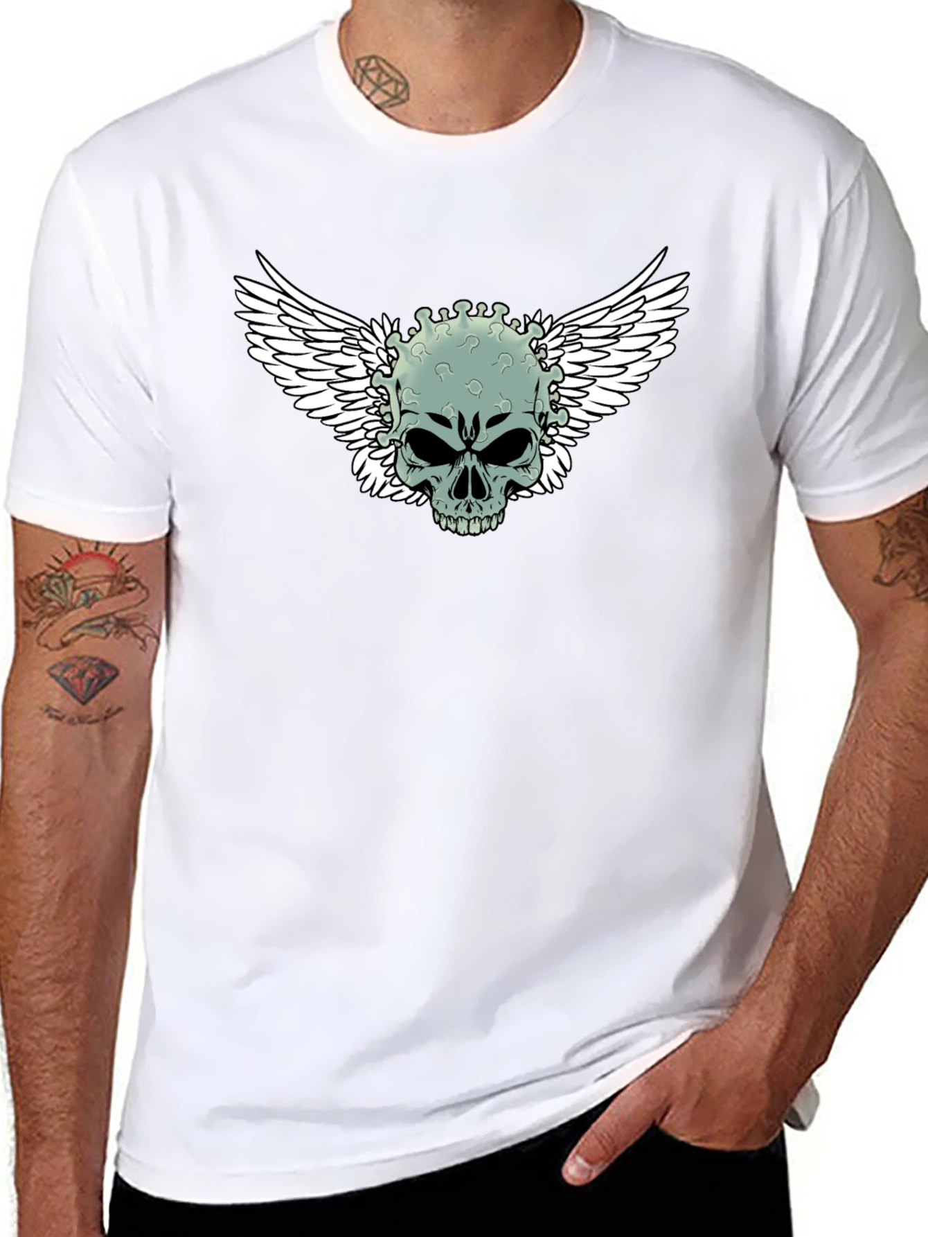 Winged Skull Graphic Tee - Black