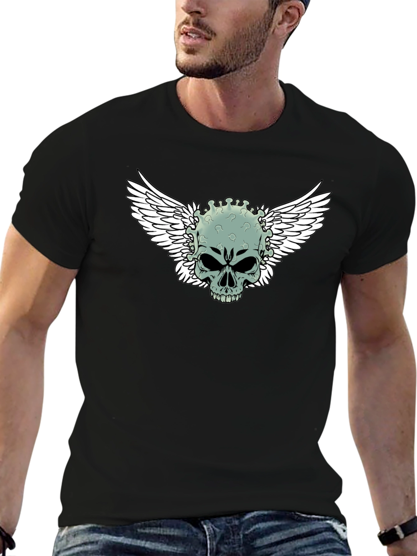 Winged Skull Graphic Tee - Black