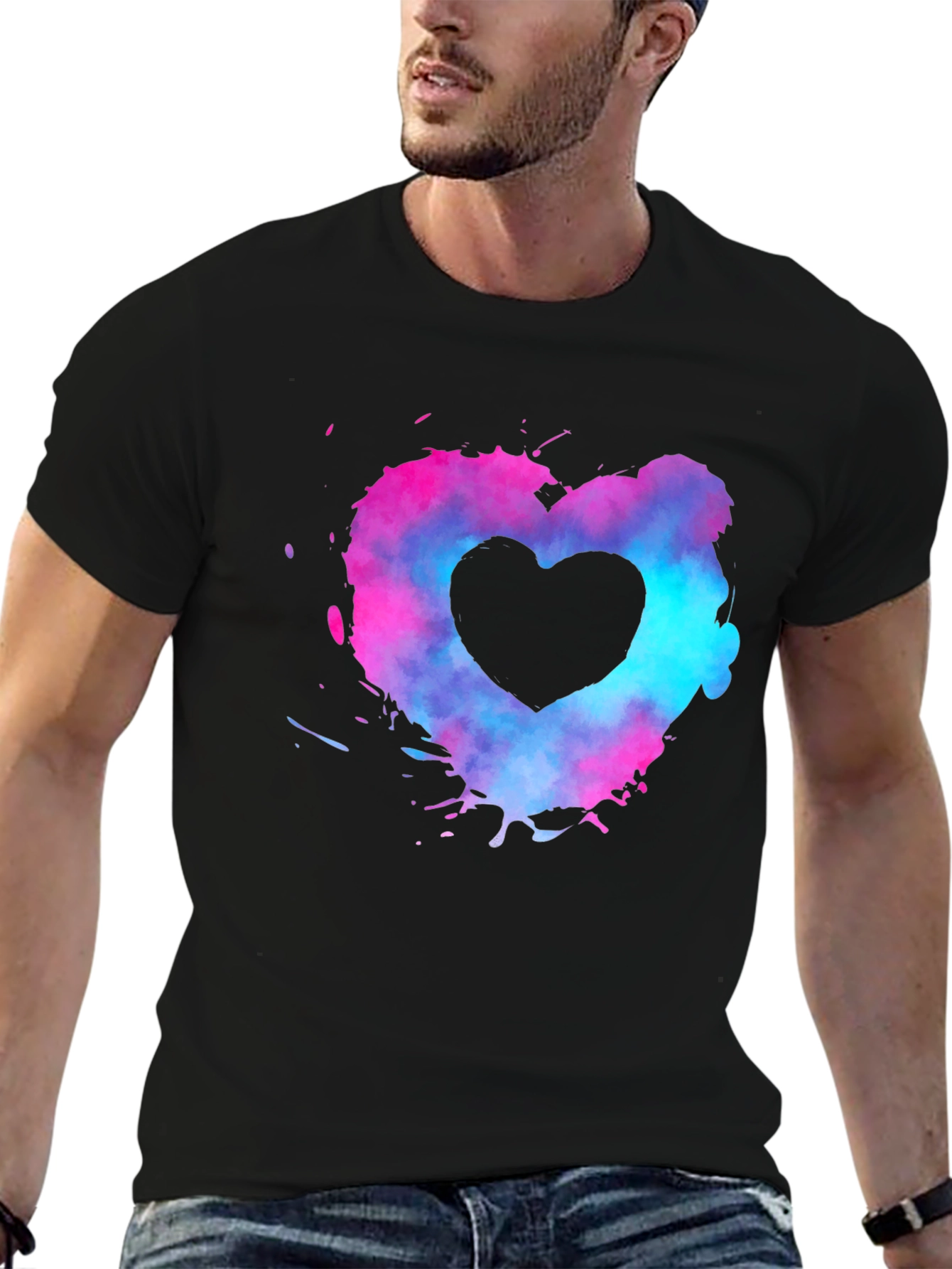 Heart Splash Graphic Tee - Black
