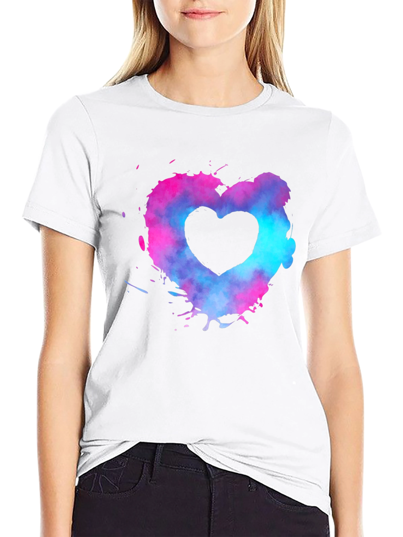 Heart Splash Graphic Tee - Black