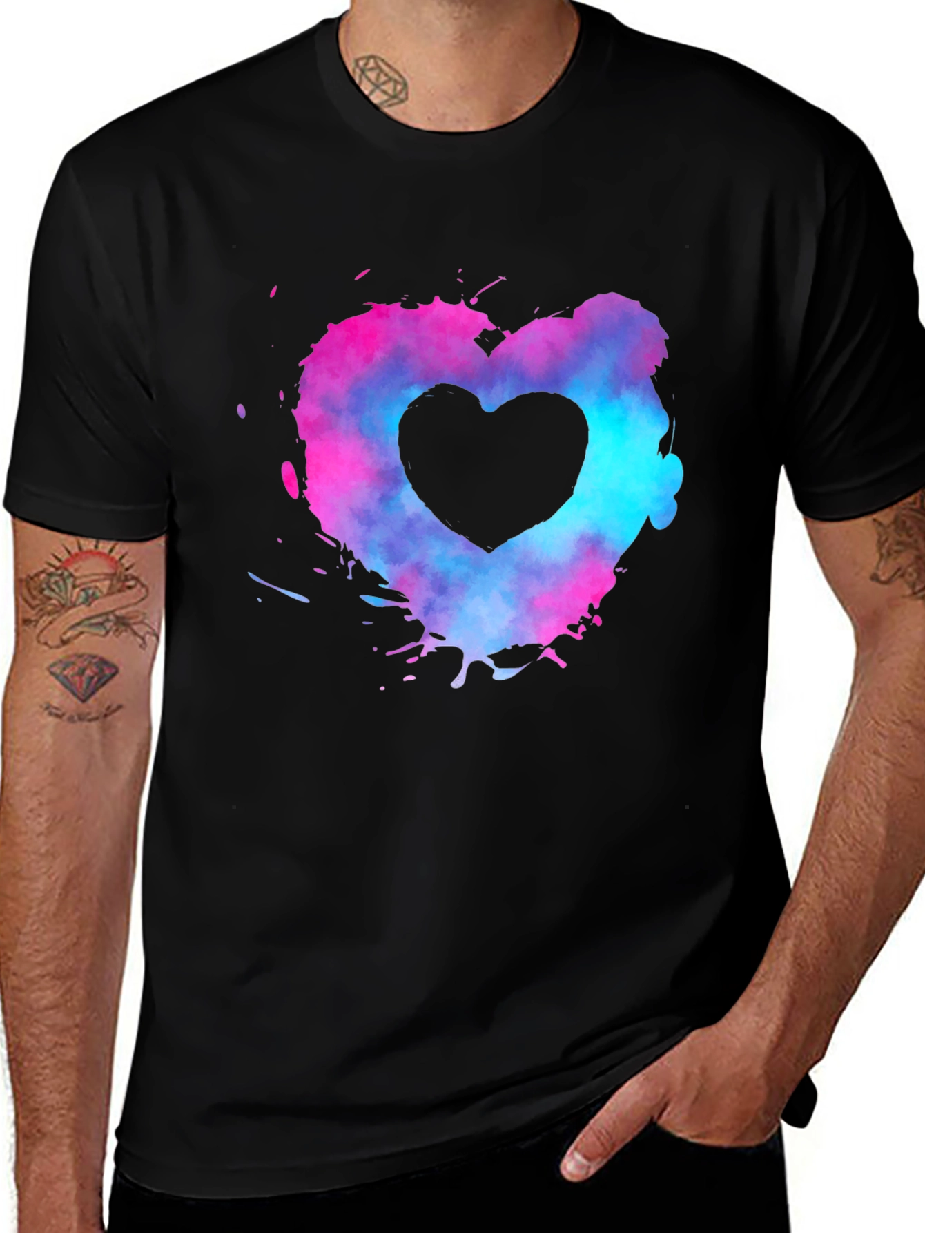 Heart Splash Graphic Tee - Black