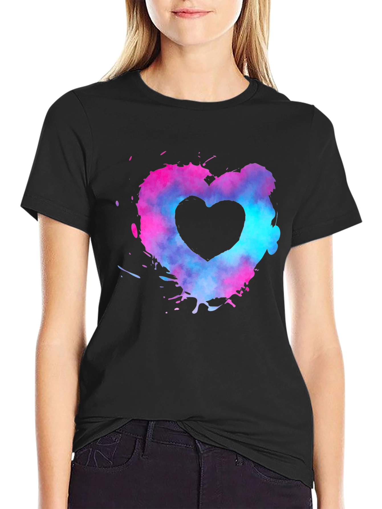 Heart Splash Graphic Tee - Black
