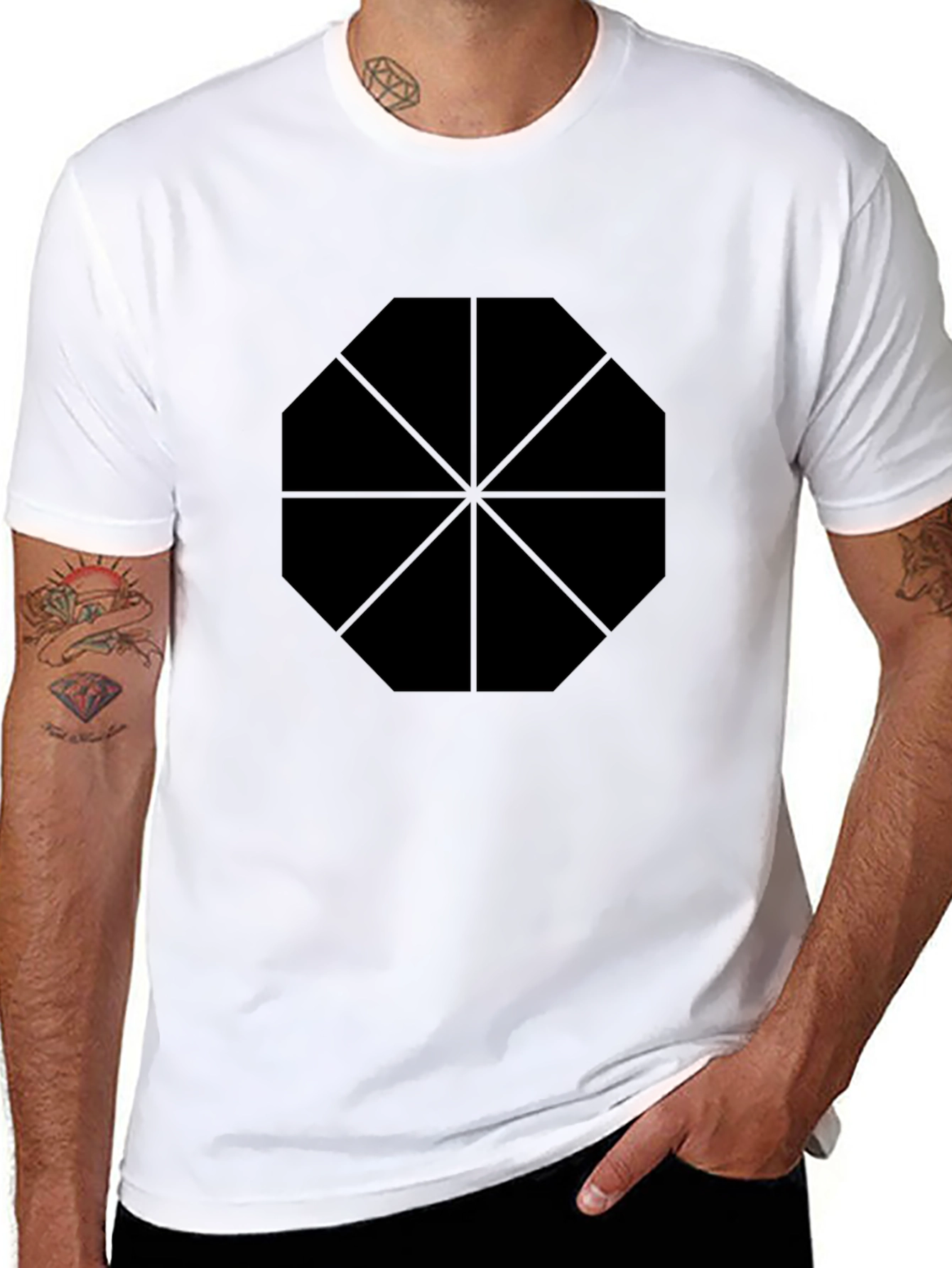 Geometric Print Black T-Shirt | Casual Style