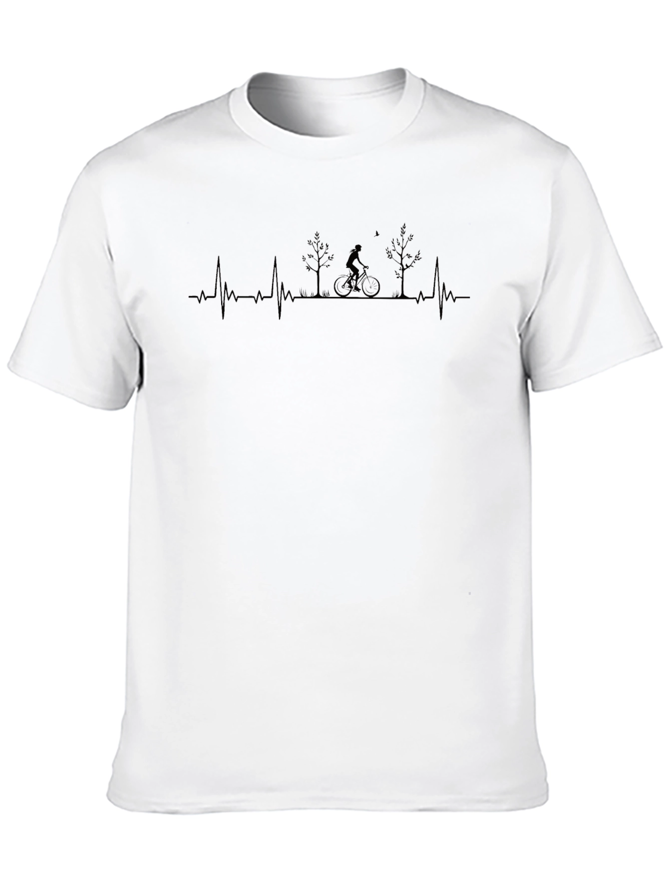Biker Heartbeat T-Shirt - Black