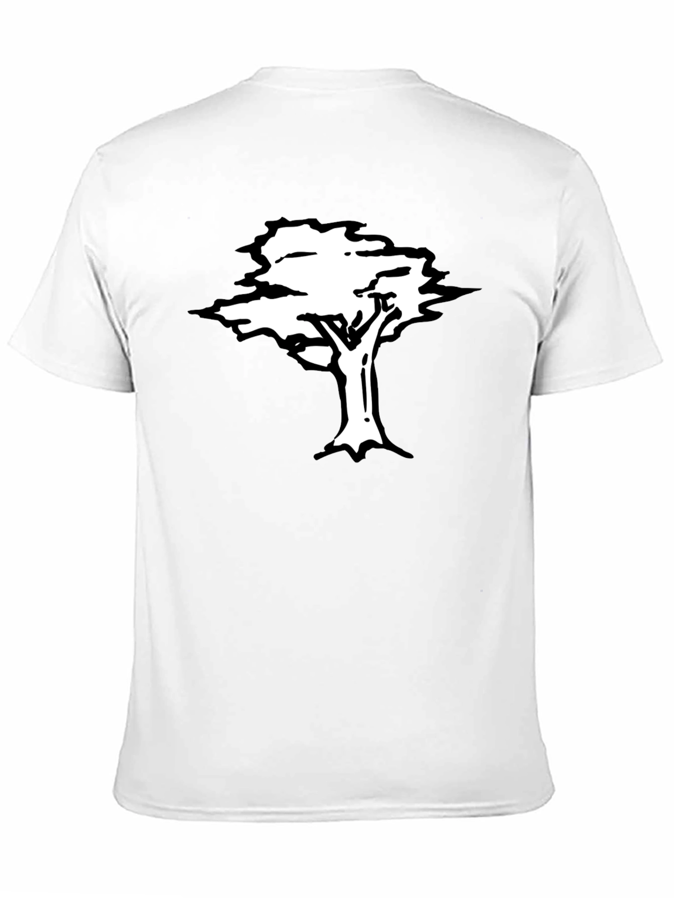 Black T-Shirt with White Tree Graphic