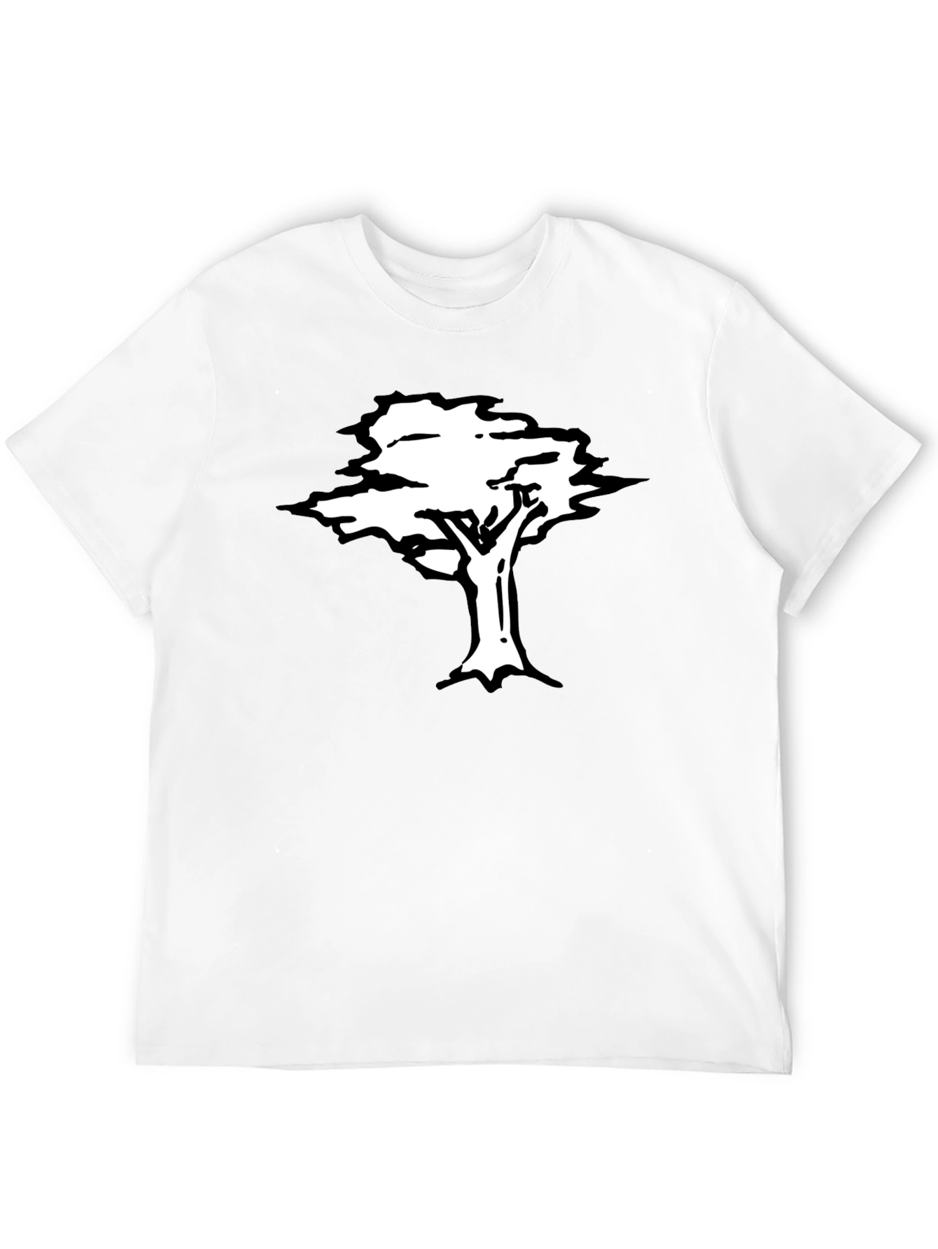 Black T-Shirt with White Tree Graphic