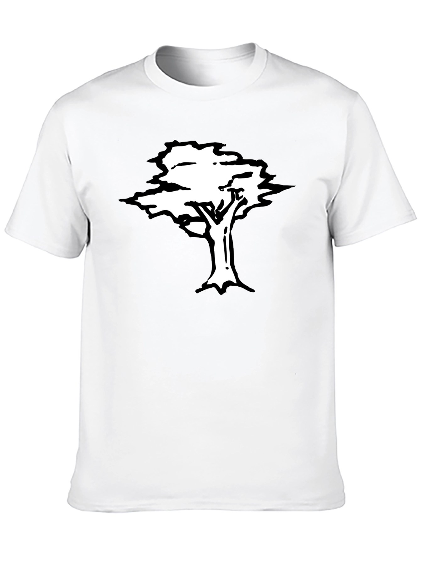 Black T-Shirt with White Tree Graphic
